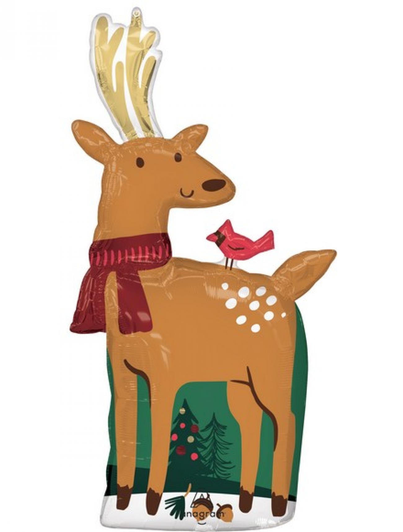 Pallone foil Supershape 43 x 101 cm Modern Reindeer