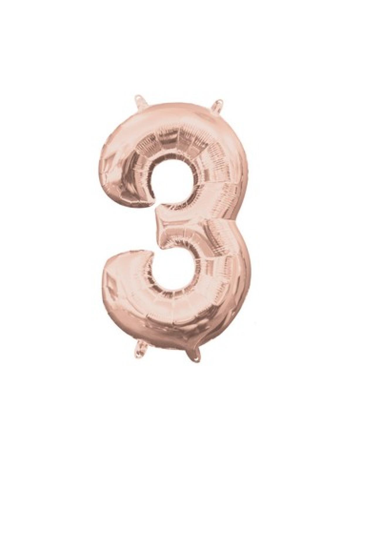 Pallone foil 14" - 36 cm Numero 3 Rose Gold