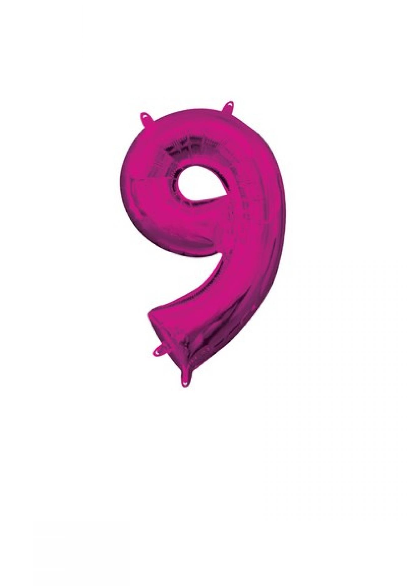 Pallone foil 14" - 36 cm Numero 9 Magenta