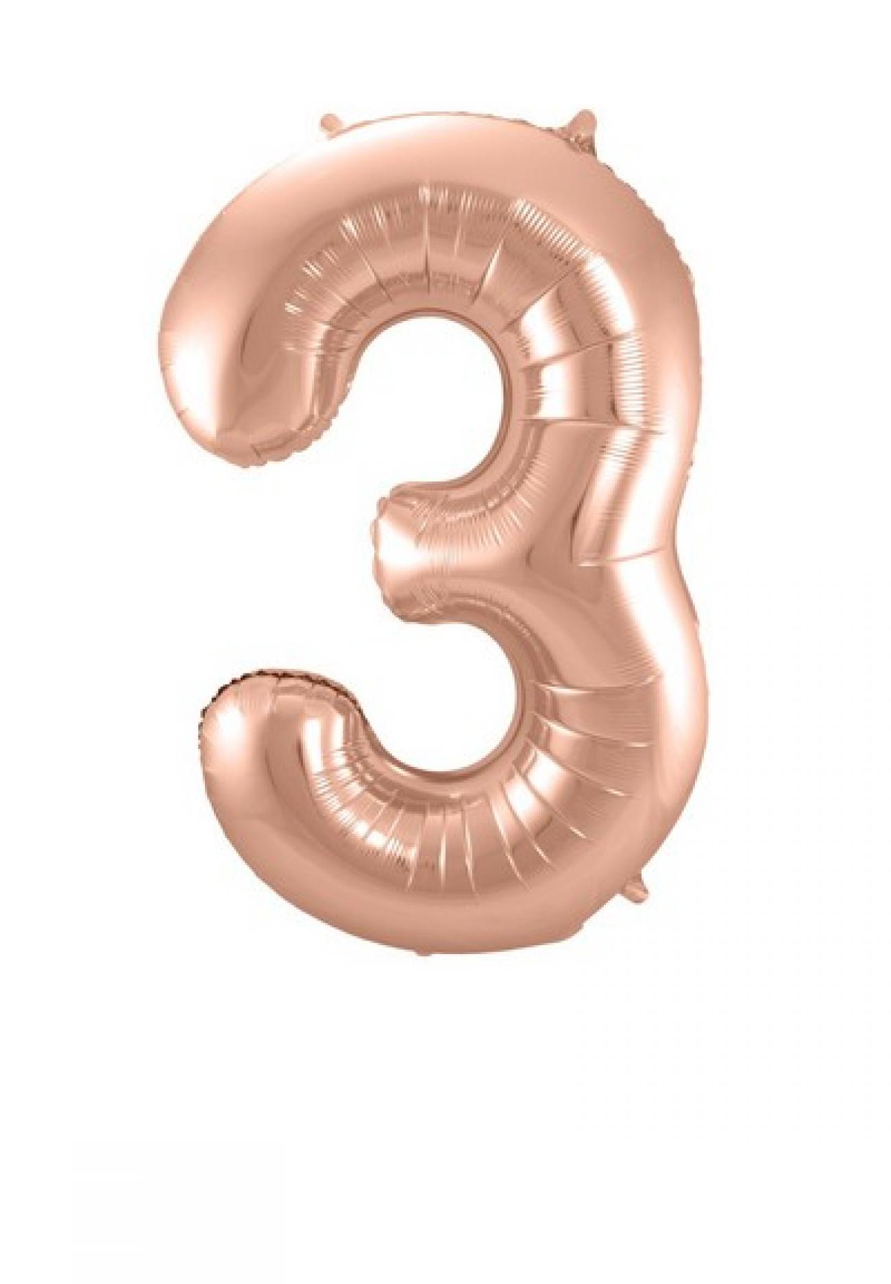 Pallone foil 34" - 86 cm Numero 3 Rose Gold