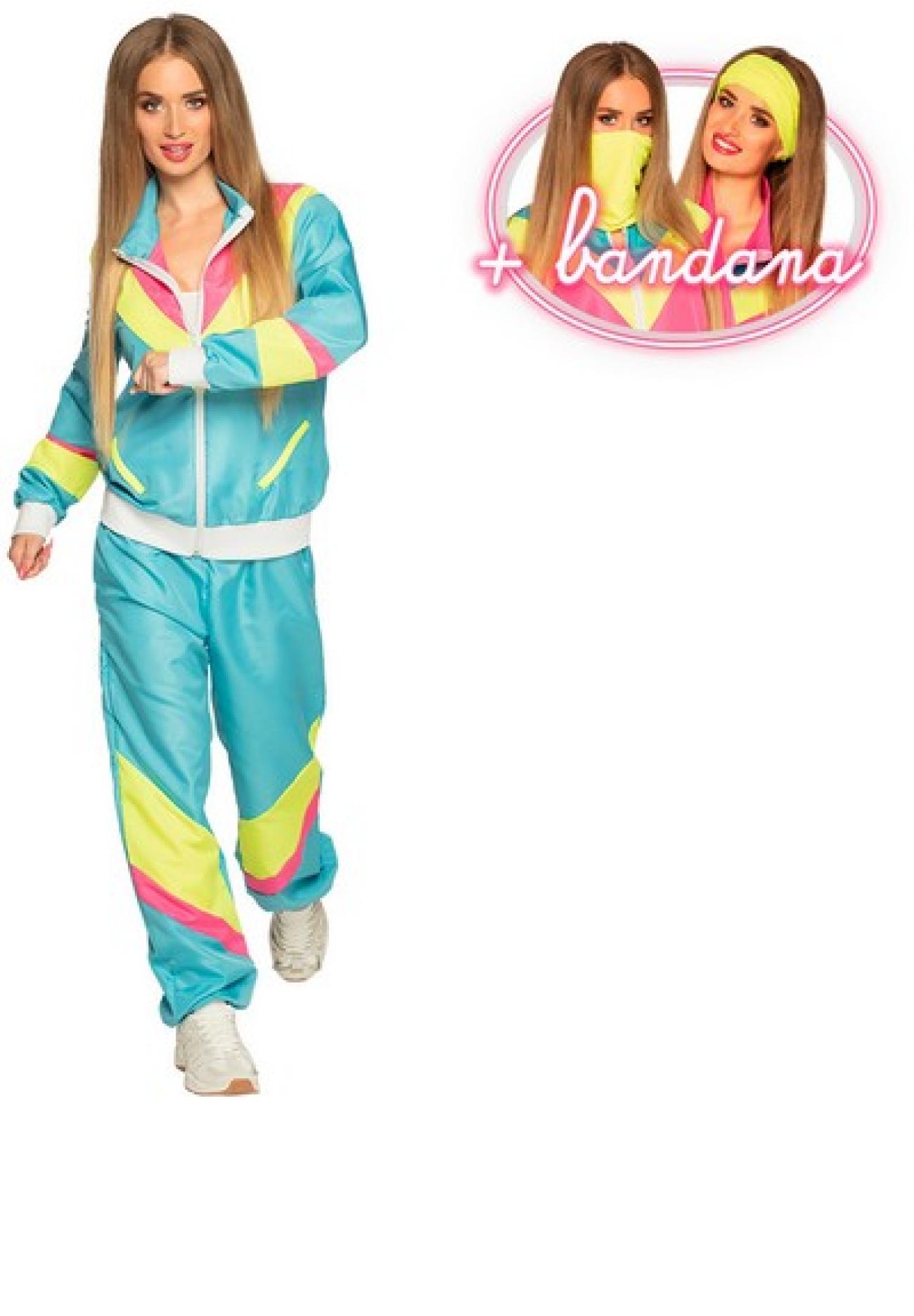 Pc. Shell suit Retro babe neon blue (L)