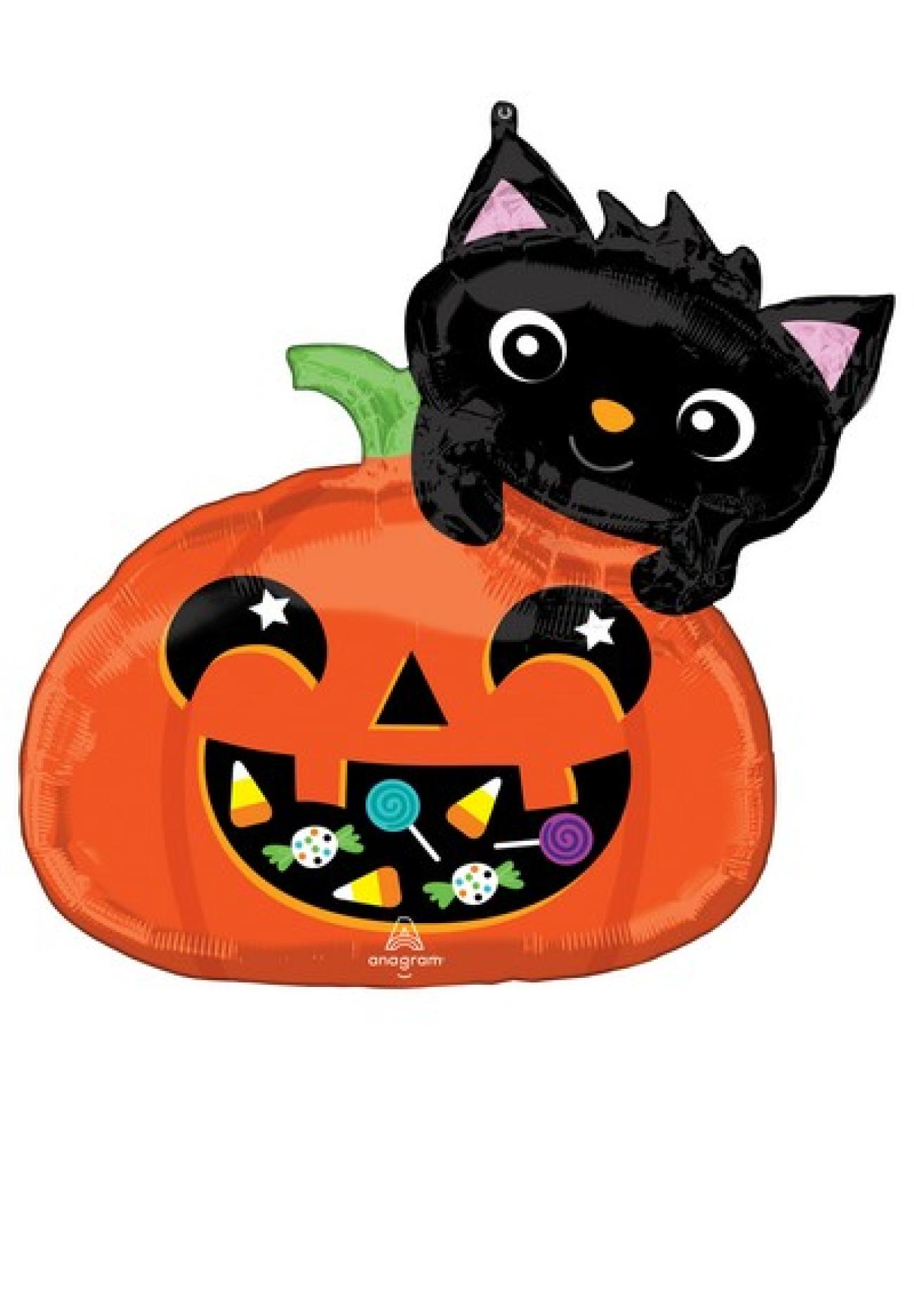 Pallone foil Supershape 63 x 63 cm Cat & Candy Pumpkin