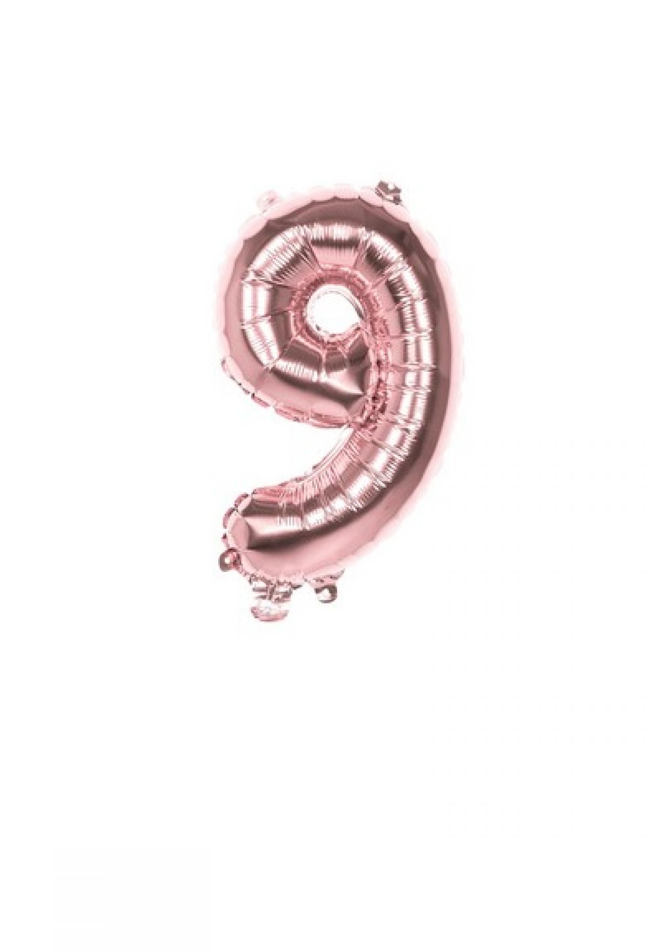 Pc. Foil balloon number '9' rose gold (36 cm)