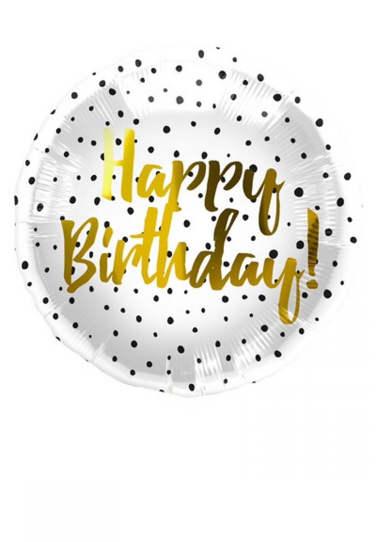 Pallone foil 18" - 45 cm Birthday Black Dotted