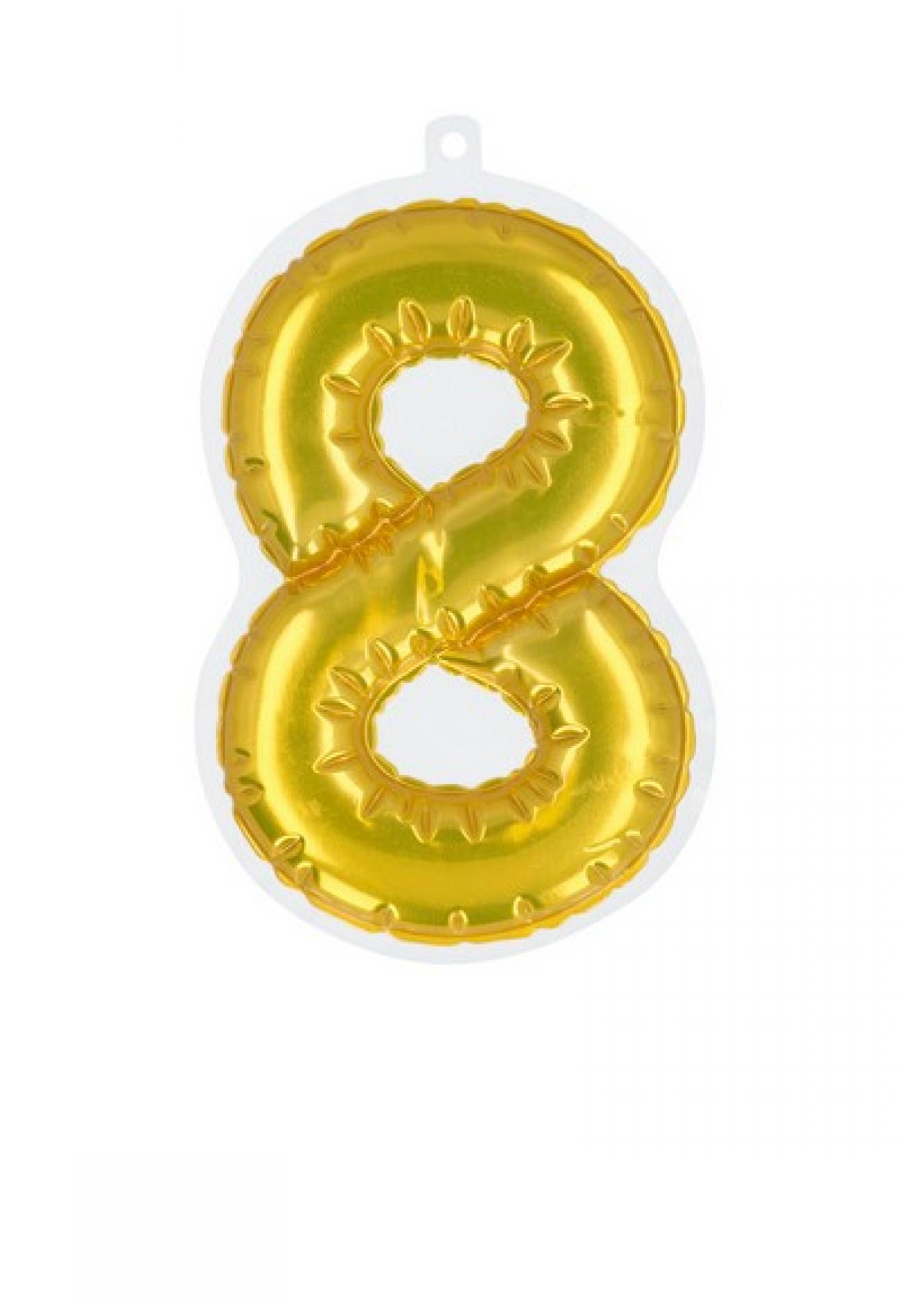 Numero adesivo oro H. 20 cm per palloni foil N. 8