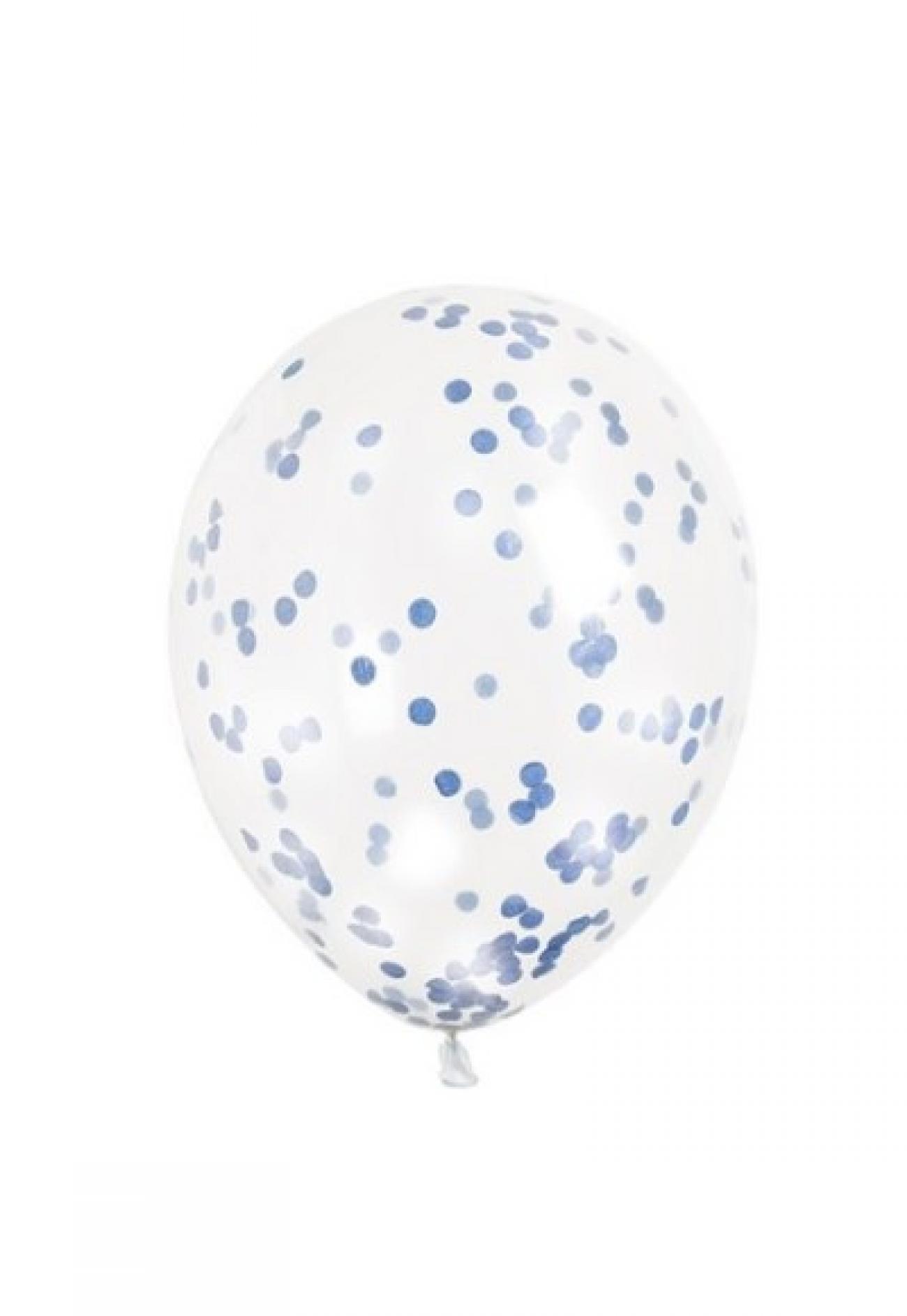 Pallone lattice 12" - 30 trasparente con confetti blu 6 pz