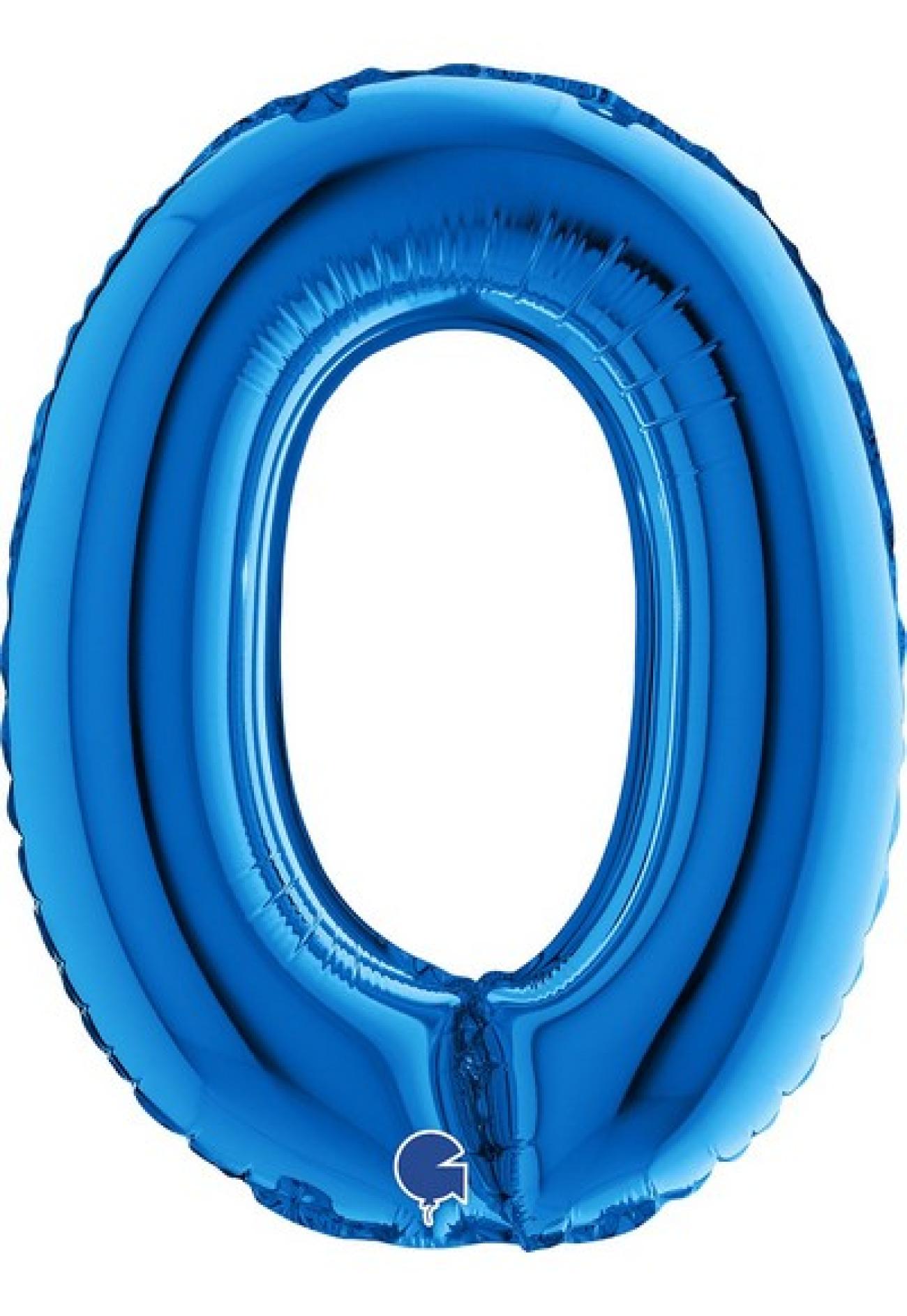 Pallone foil 14" - 36 cm Numero 0 Blu Q