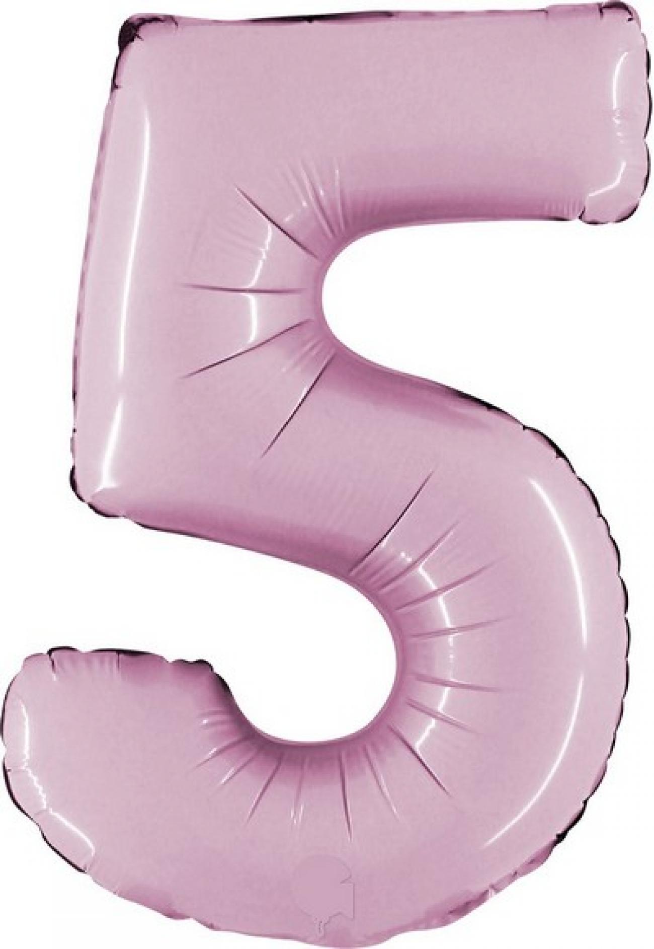 Pallone foil 14" - 36 cm Numero 5 Rosa Q