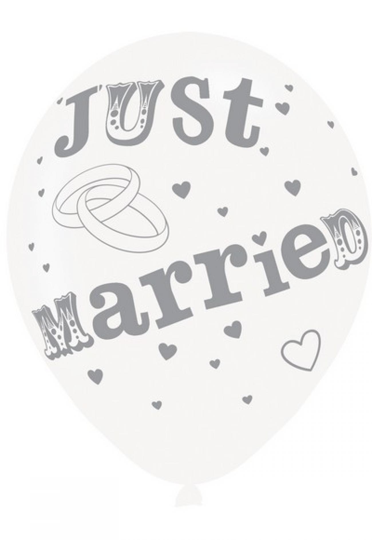 Palloni lattice 11" - 27 cm Just Married 6 pz