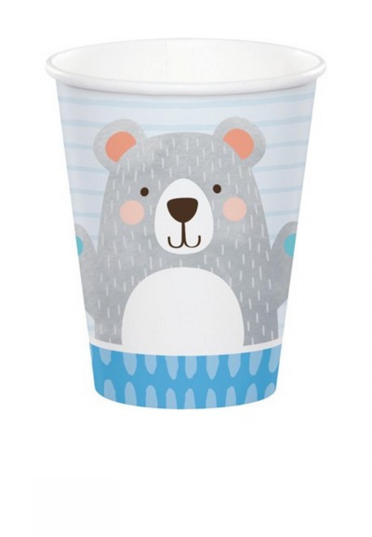 Bicchiere carta 266 ml Orsetto - 1st Birthday Bear  8 pz