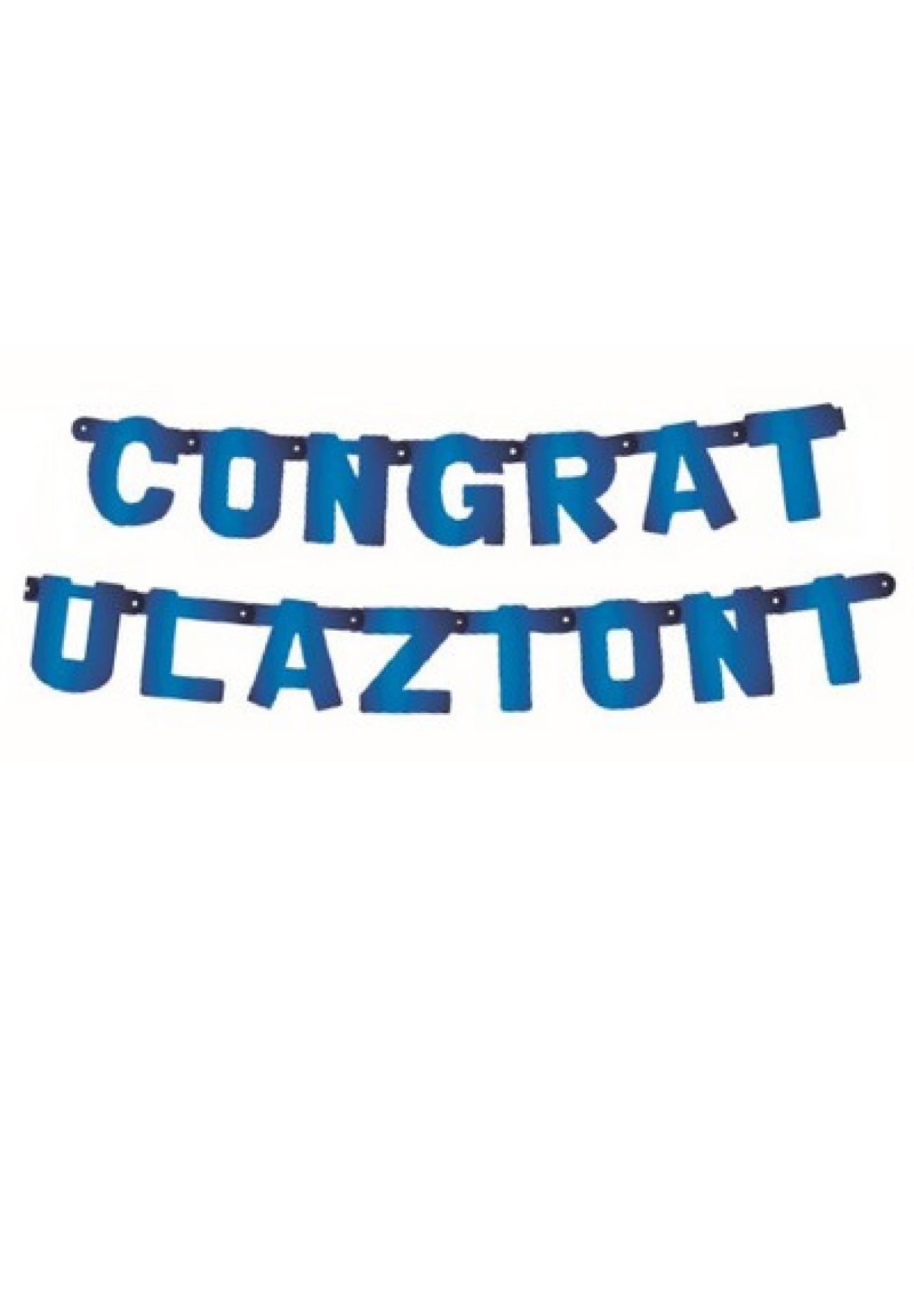 Festone Congratulazioni XL blu metallizzato 225 x 15 cm