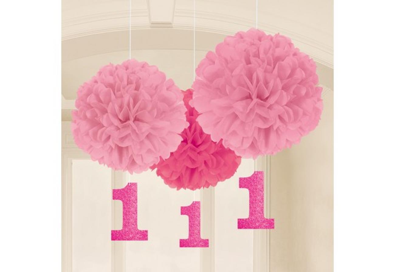 Set 3 Fluffy con pendente Nr 1 40 18 cm rosa