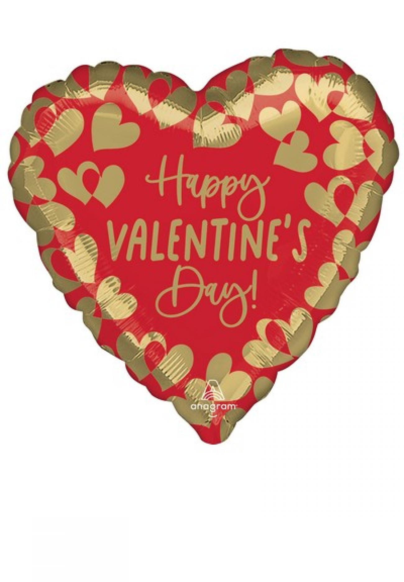 Pallone foil Jumbo 71 x 71 cm Happy Valentine Golden