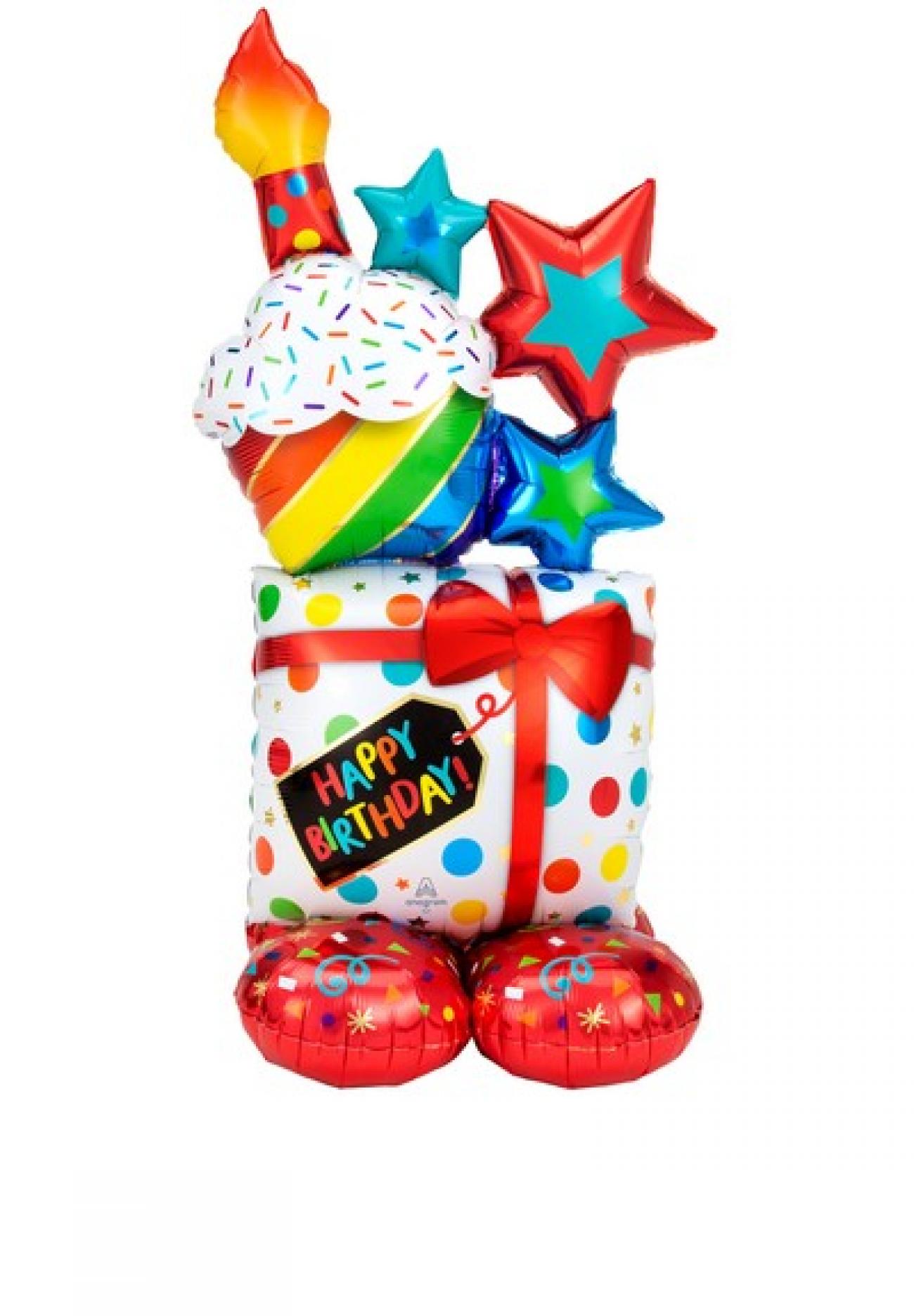 Pallone foil AirLoonz Stacked Birthday Icons 71x139 cm - SI GONFIA AD ARIA