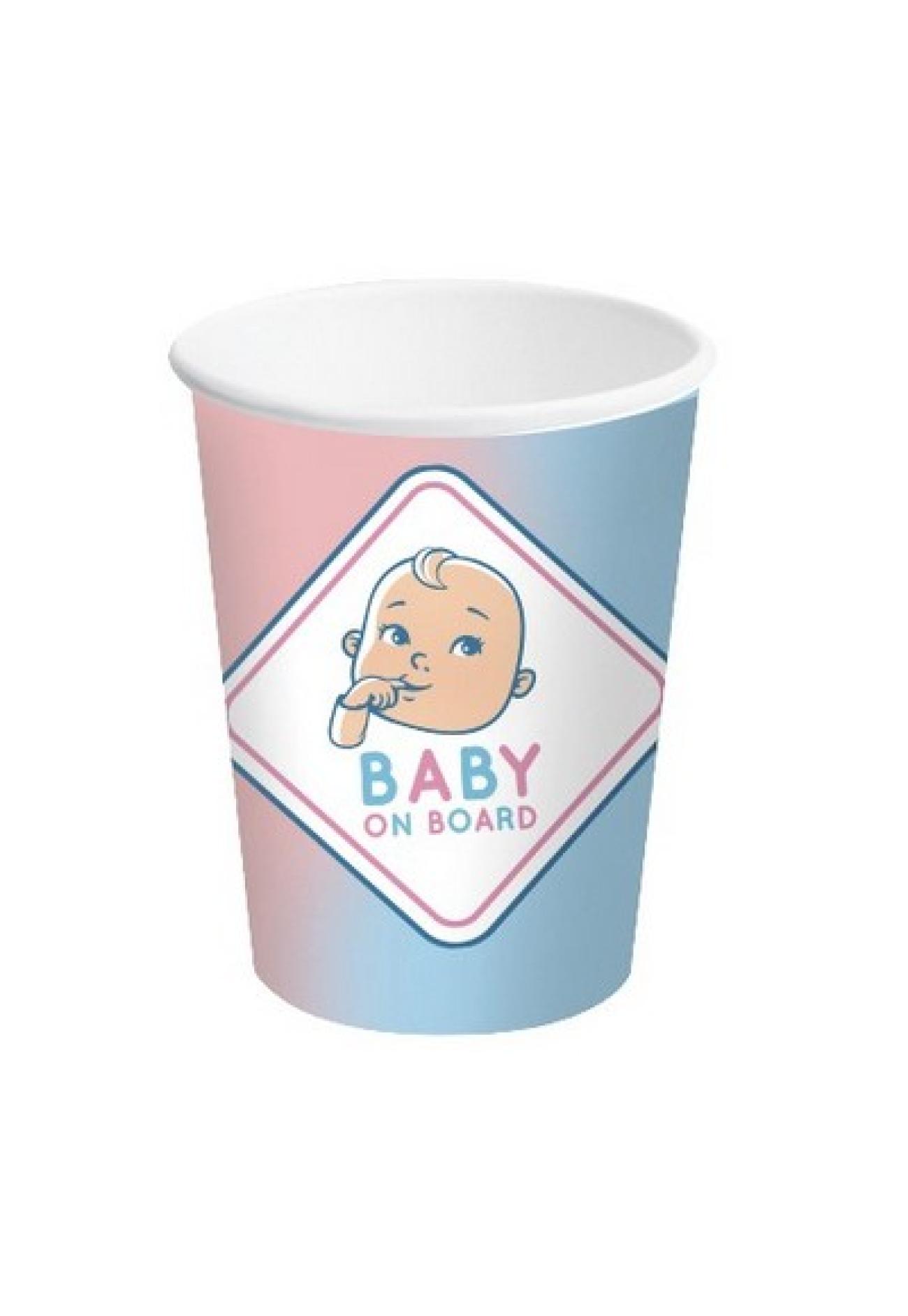 Bicchiere carta 250 ml Baby Gender Reveal - 8 pezzi