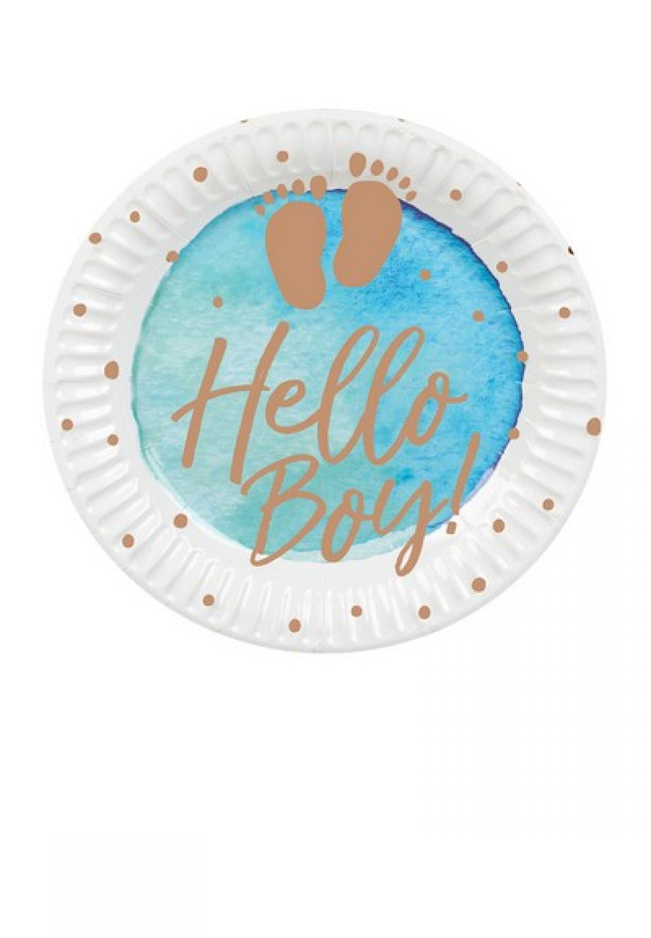 Piatto 23 cm Hello Boy  10pz-PLASTIC FREE