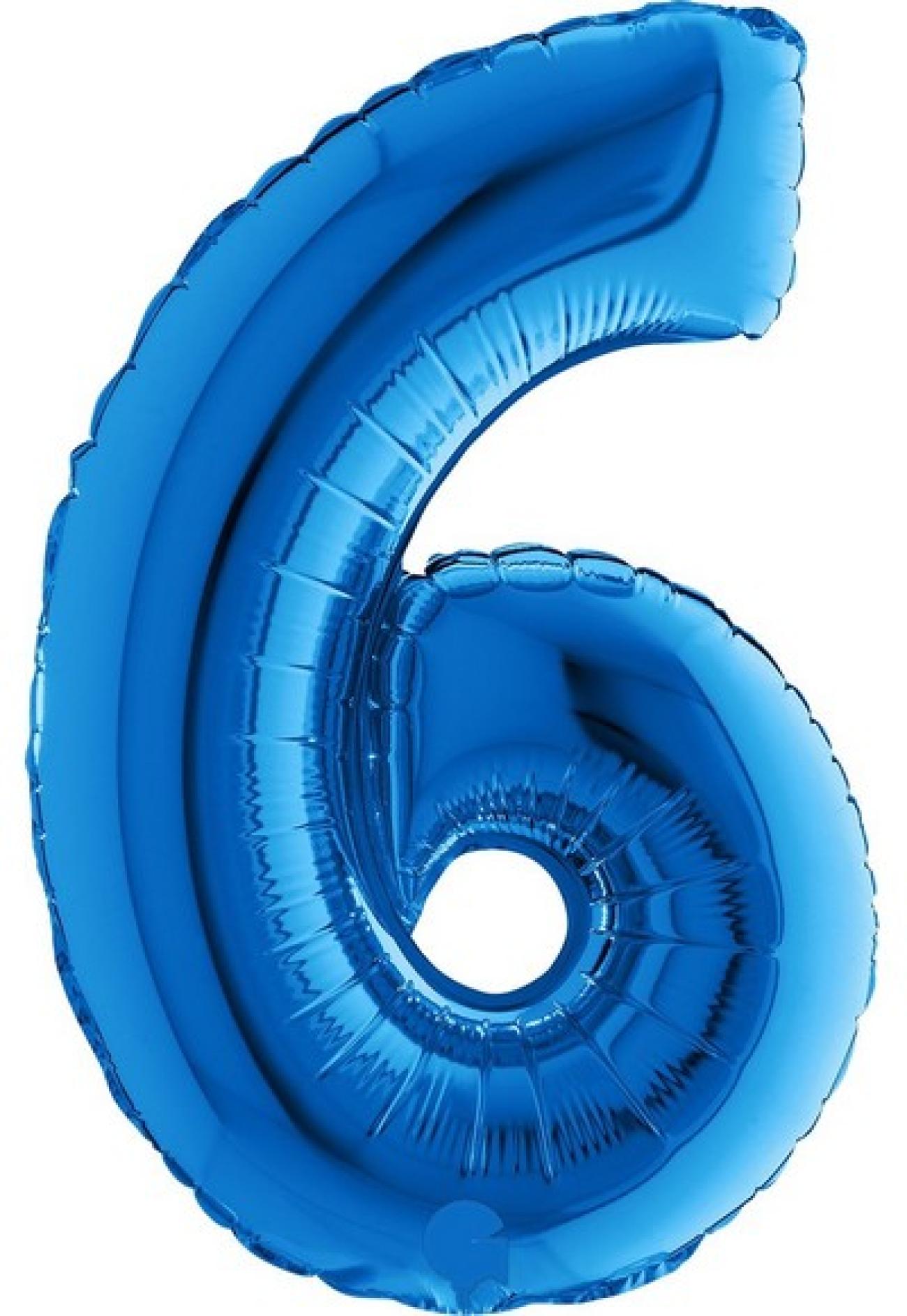 Pallone foil 14" - 36 cm Numero 6 Blu Q