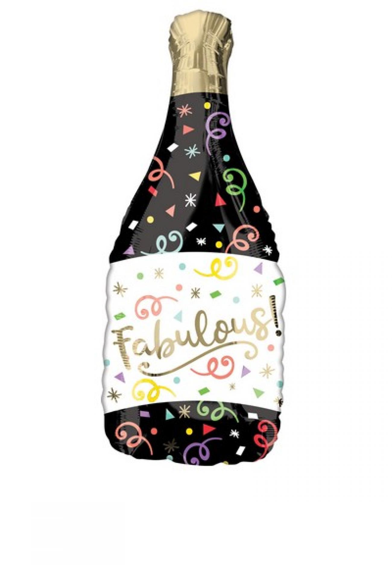 Pallone foil Supershape Bottiglia Confetti Bubble PERSONALIZZABILE 35 x 91 cm