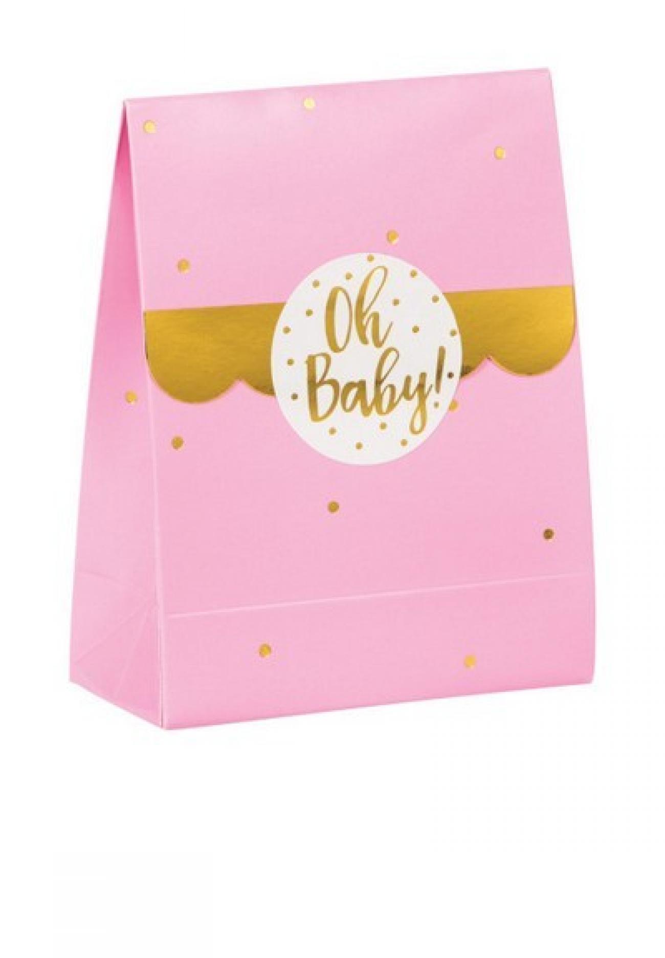 Loot bag carta 11 x 9 cm con adesivo Oh Baby Rosa #03/21  8 pz