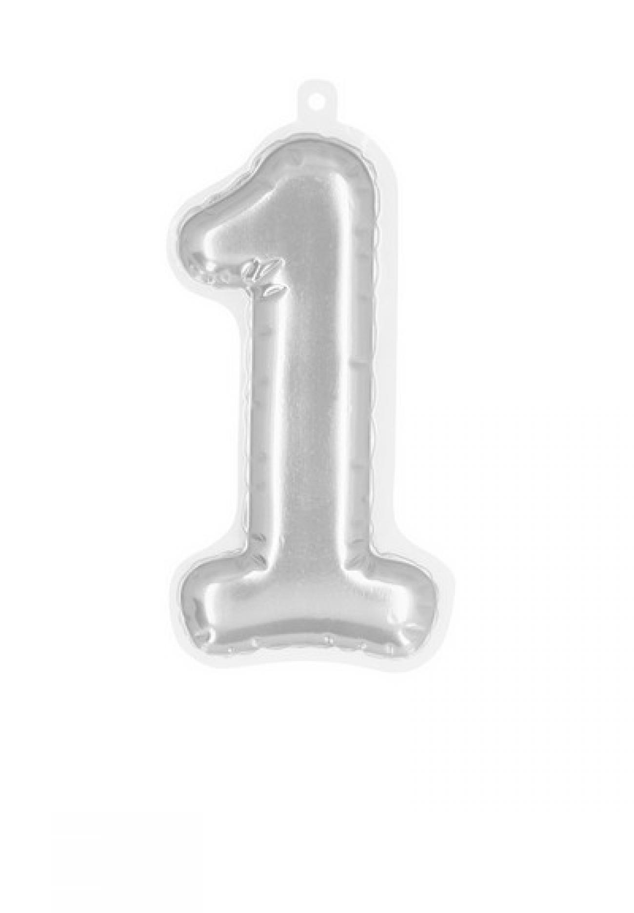 Numero adesivo argento H. 20 cm per palloni foil N. 1