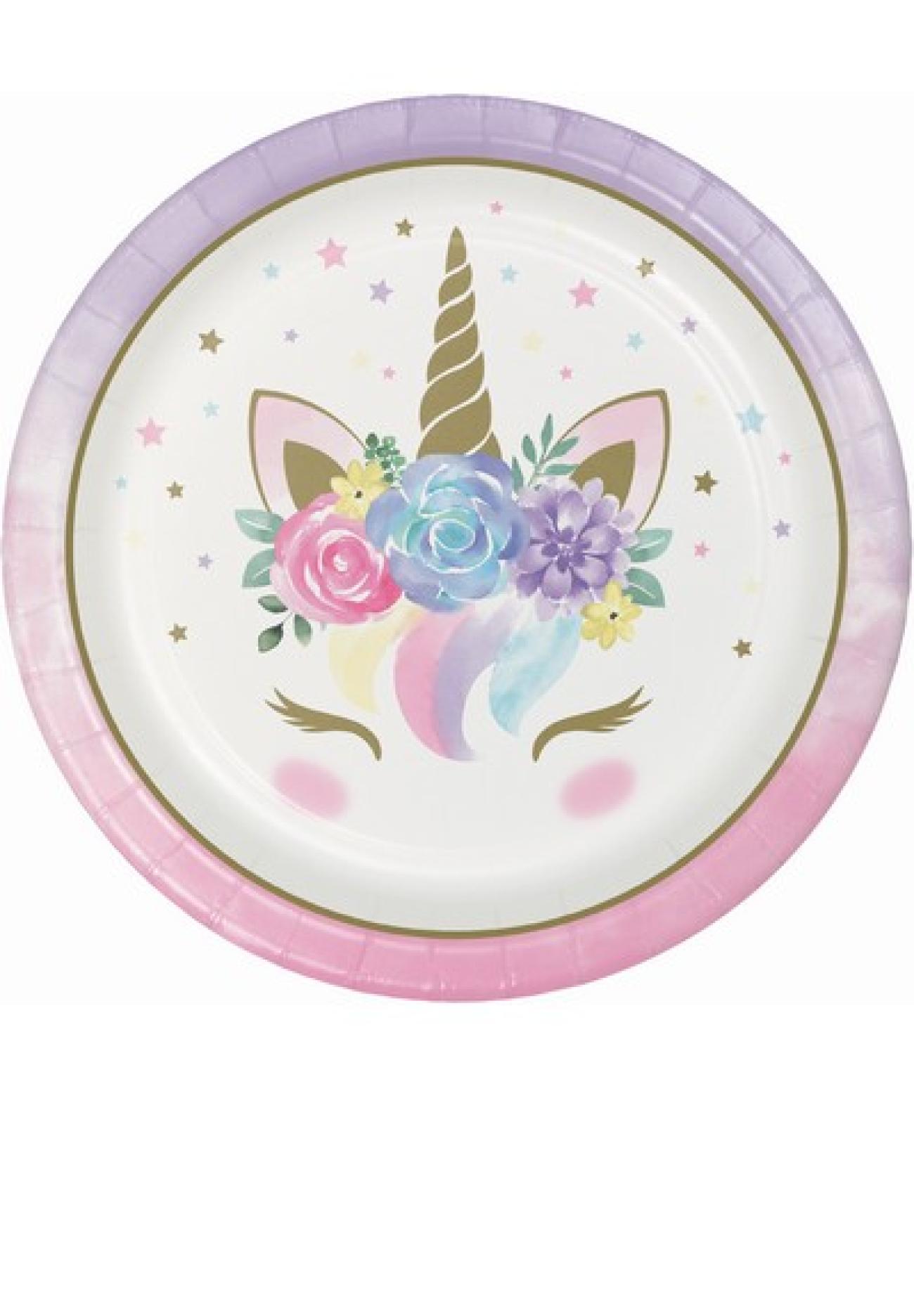 Piatto 23 cm Unicorno Baby - 8 pezzi