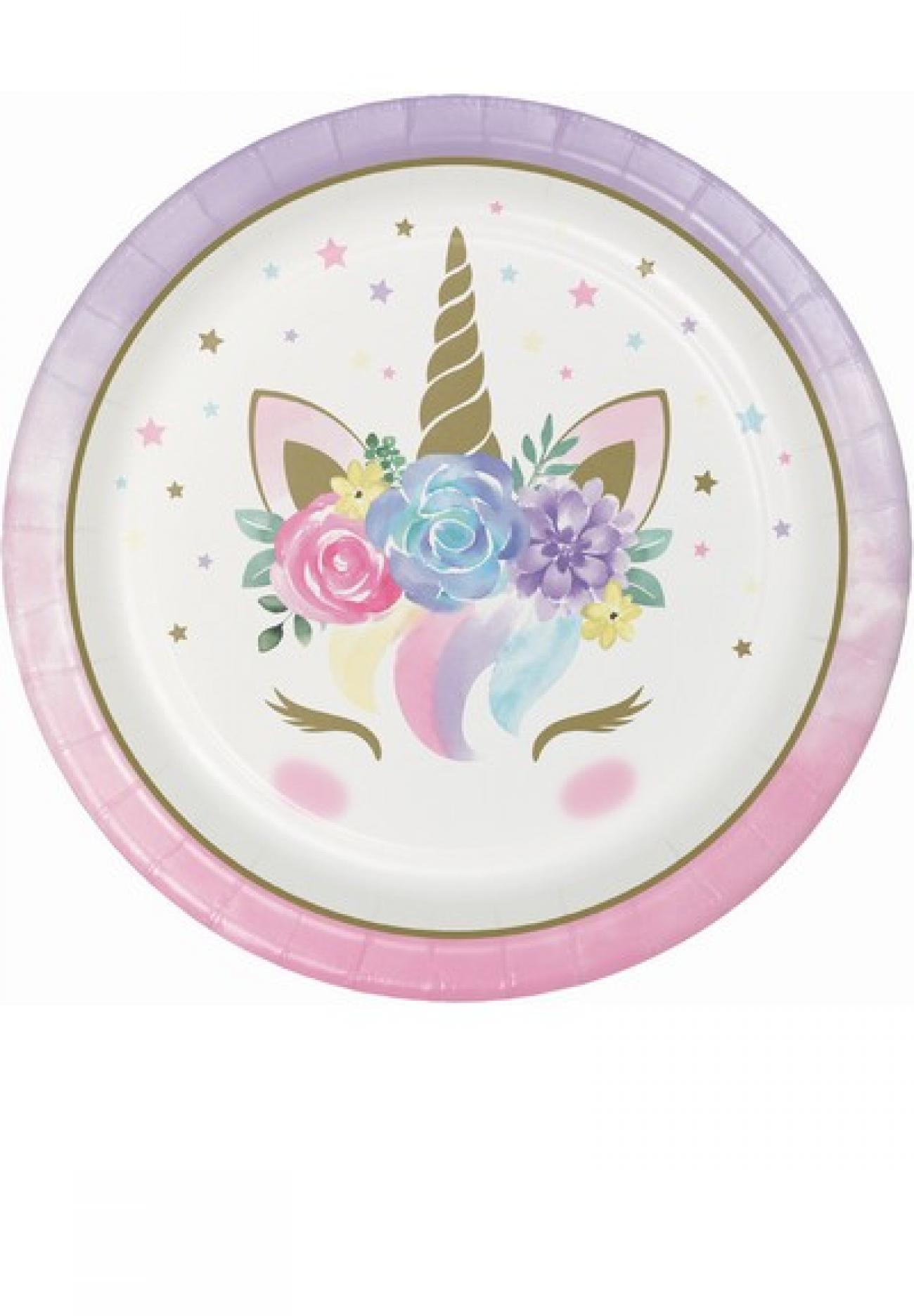 Piatto 23 cm Unicorno Baby 8 pz