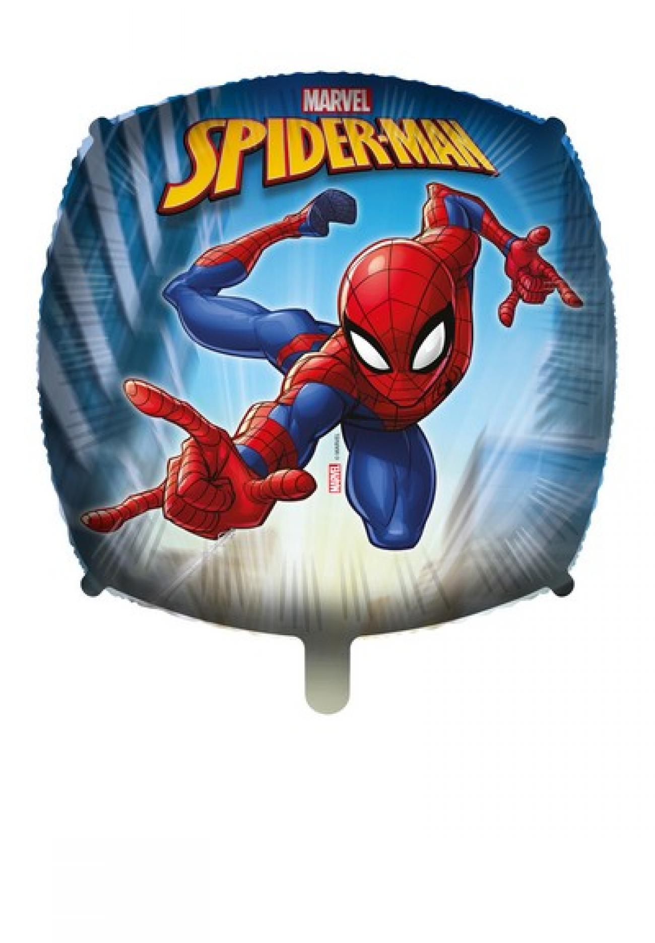 Pallone foil 18" - 45 cm quadrato Spiderman con PESETTO E NASTRO