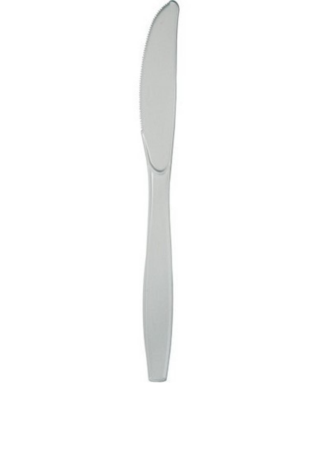 Coltello plastica h. 17 cm Argento - 24 pezzi