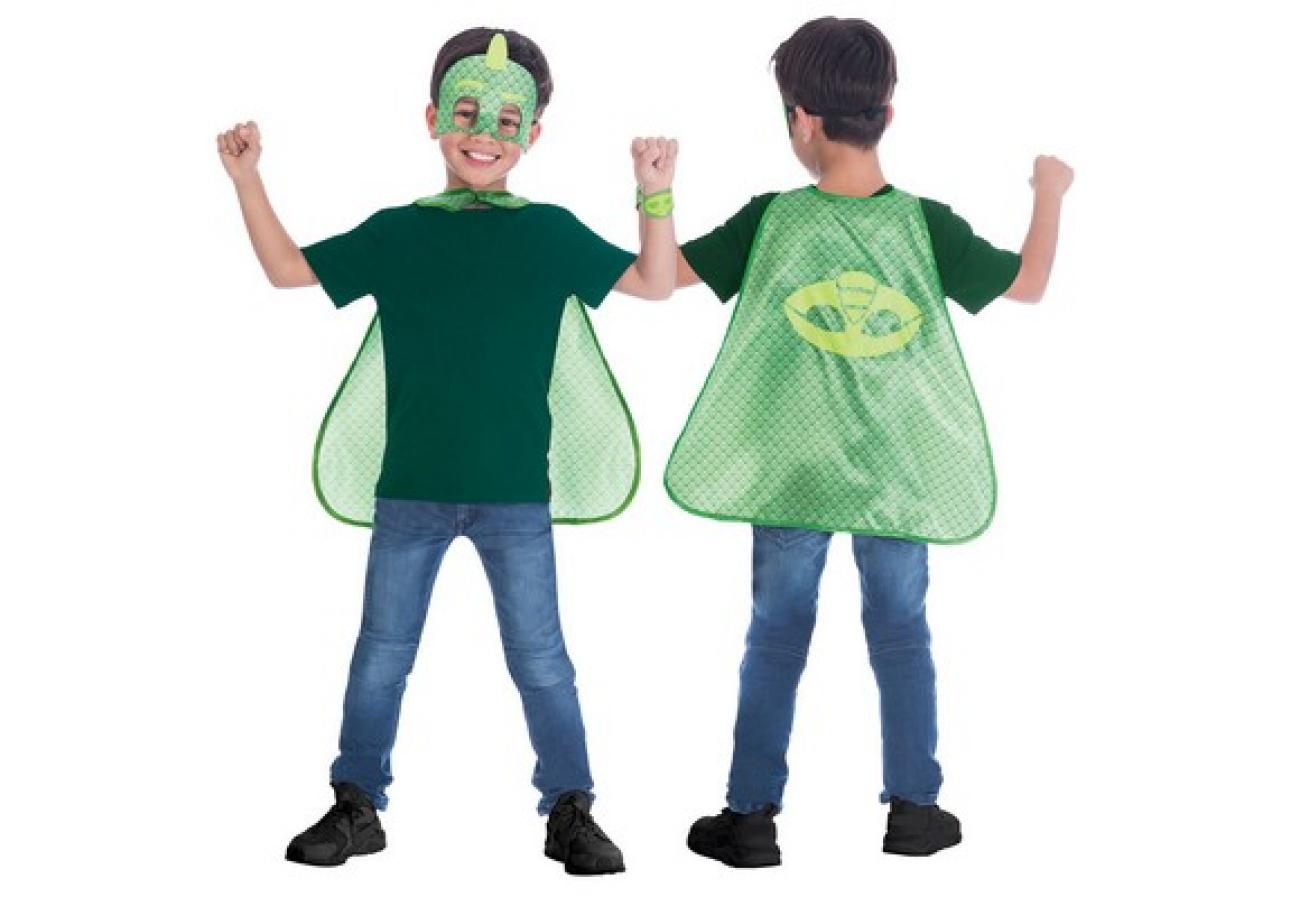 Set PJ Mask Gekko 4-8 anni. Contiene Mantello, maschera, polsino