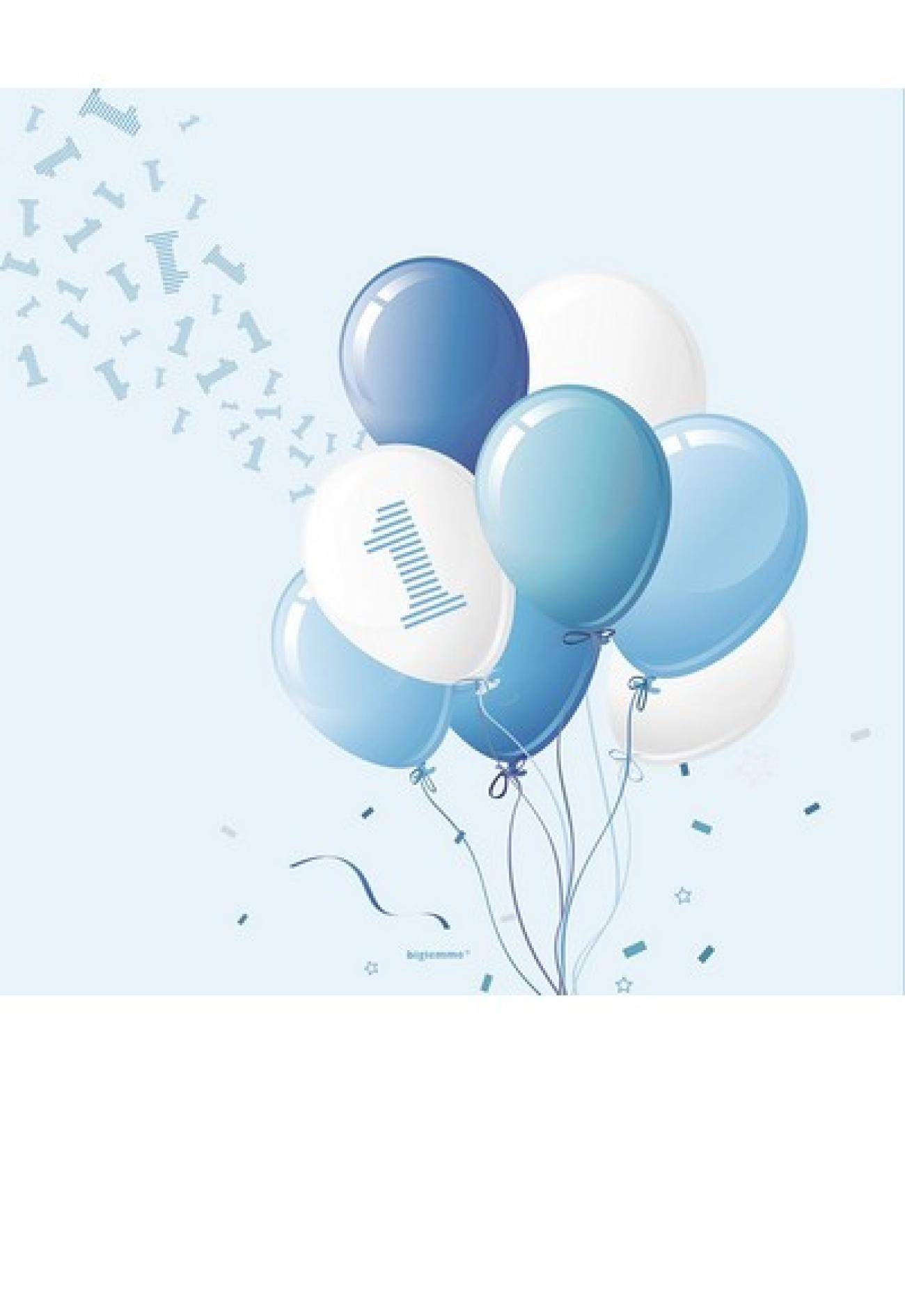 Tovagliolo 33 x 33 cm 1 Compleanno Palloncini Azzurro - 20 pezzi