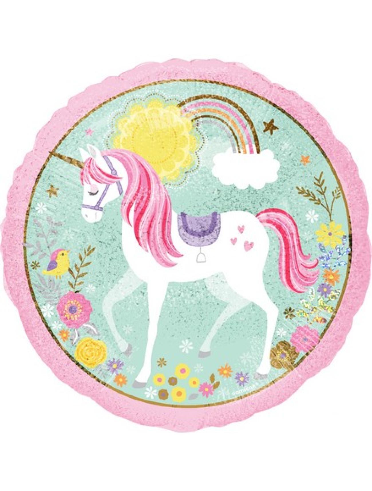 Pallone foil standard 17" - 42 cm olografico Magical Unicorn