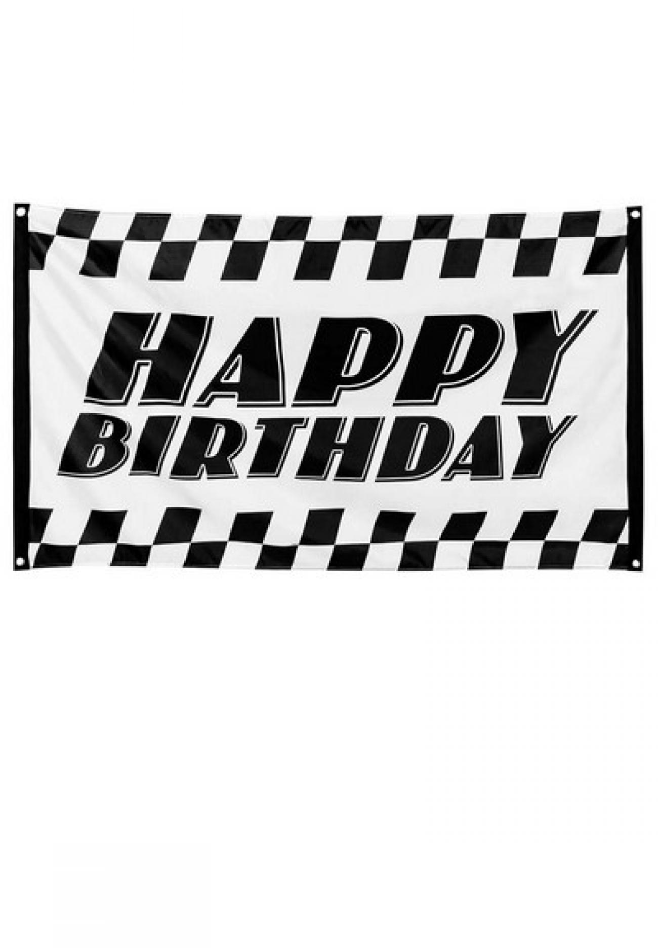 Striscione 90 x 150 cm poliestere Happy Birthday Speed Racing