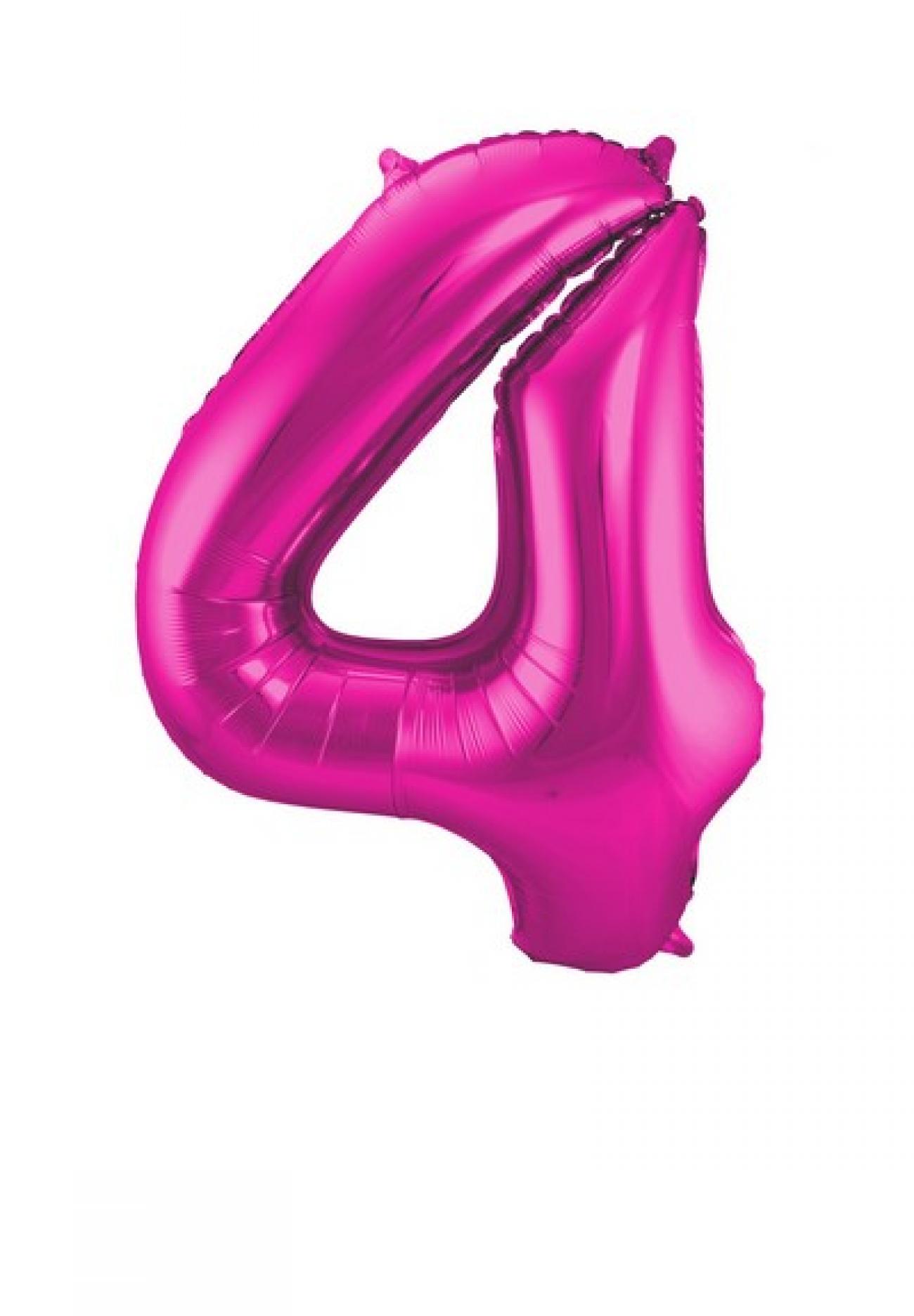 Pallone foil 34" - 86 cm Numero 4 Magenta