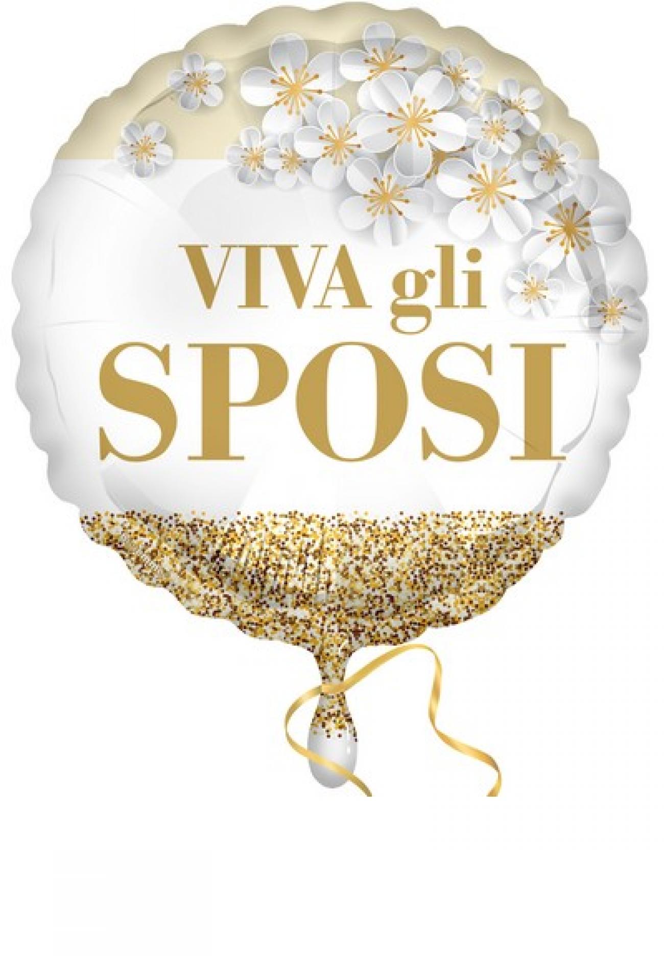 Pallone foil 18" - 45 cm Viva gli Sposi Glitter