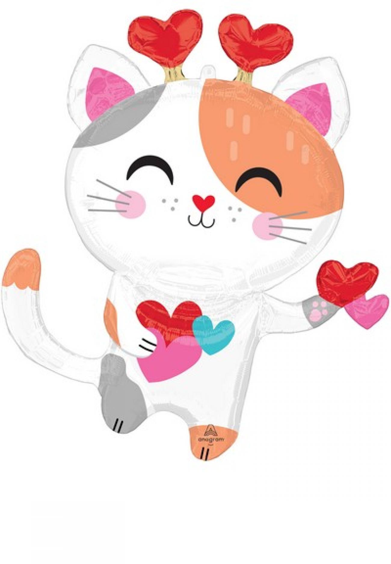 Pallone foil S/Shape 68 x 78cm Purr-Fect Valentine Kitty OCC. X APPEND.