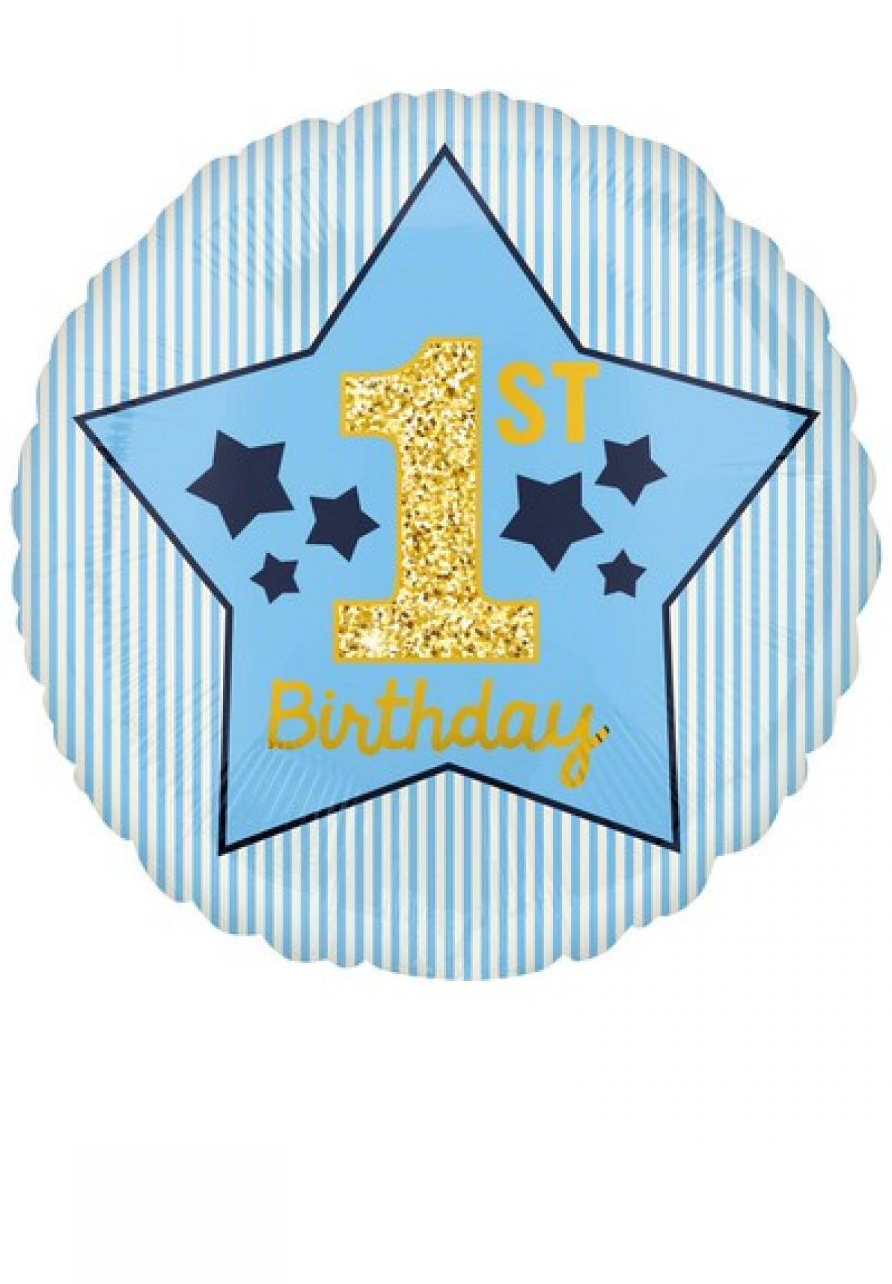 Pallone foil standard 1st Birthday Blue & Gold