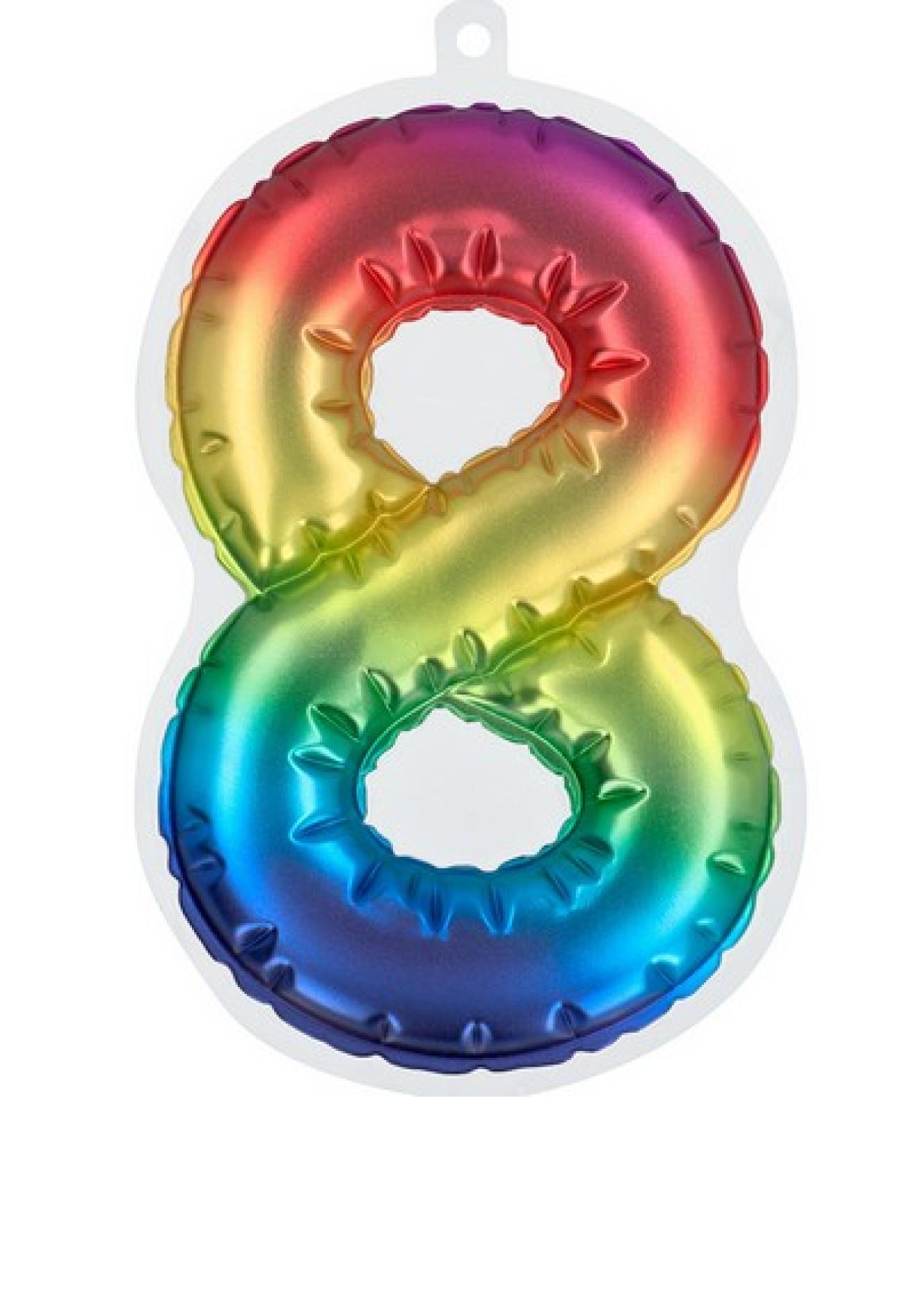 Numero adesivo 3 D rainbow H. 20 cm N. 8