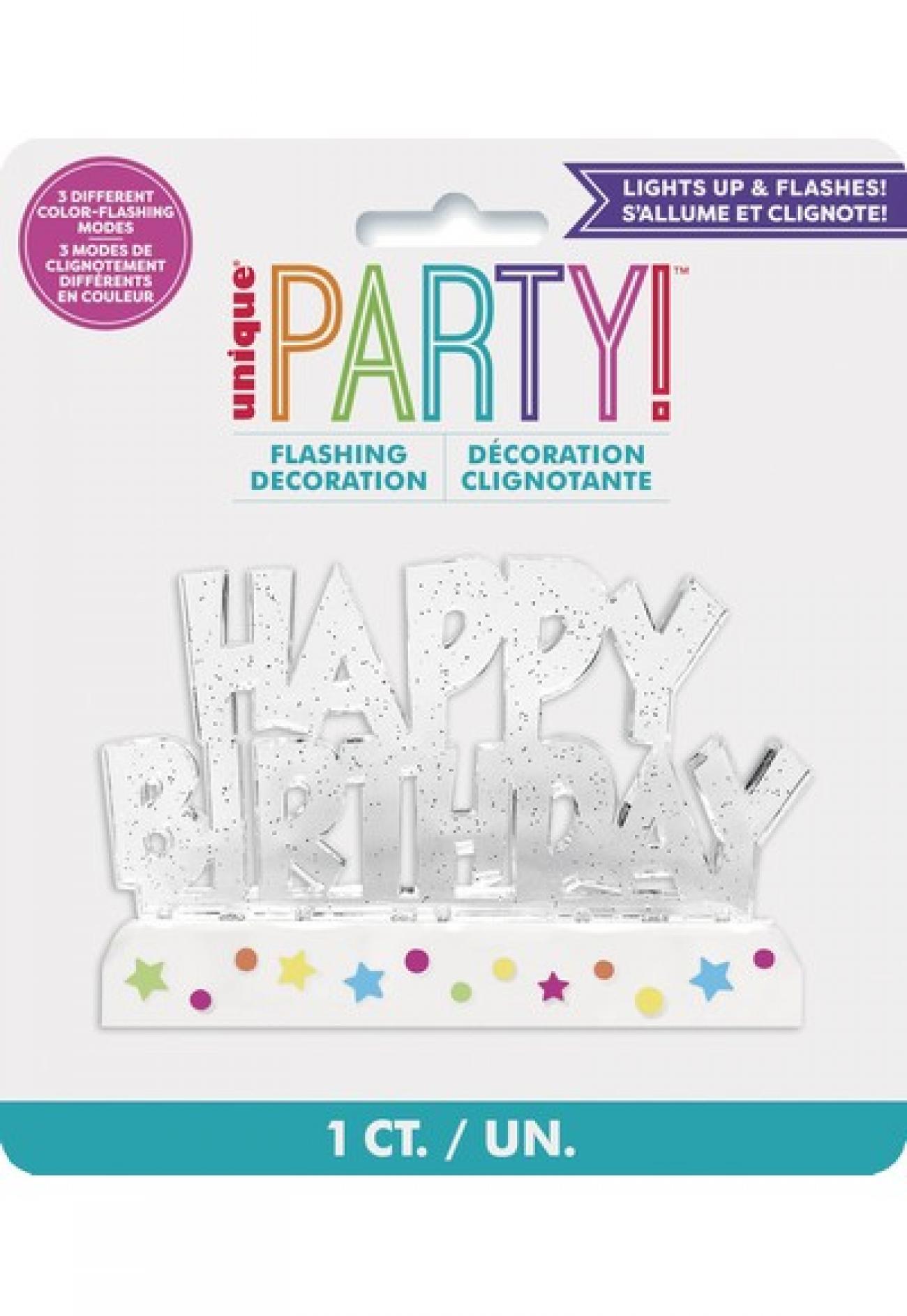 Scritta Happy Birthday luminosa 12 x 8 cm Multicolor