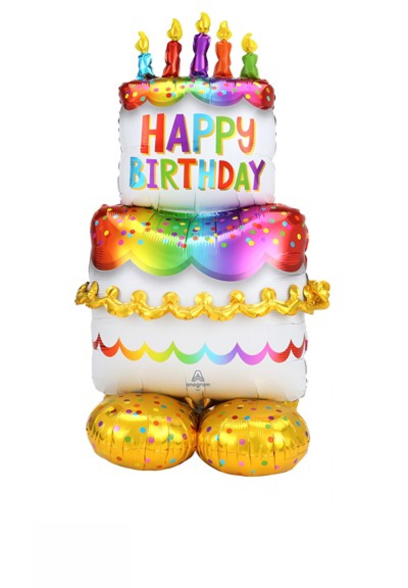 Pallone foil AirLoonz Birthday Cake 68x134 cm - SI GONFIA AD ARIA