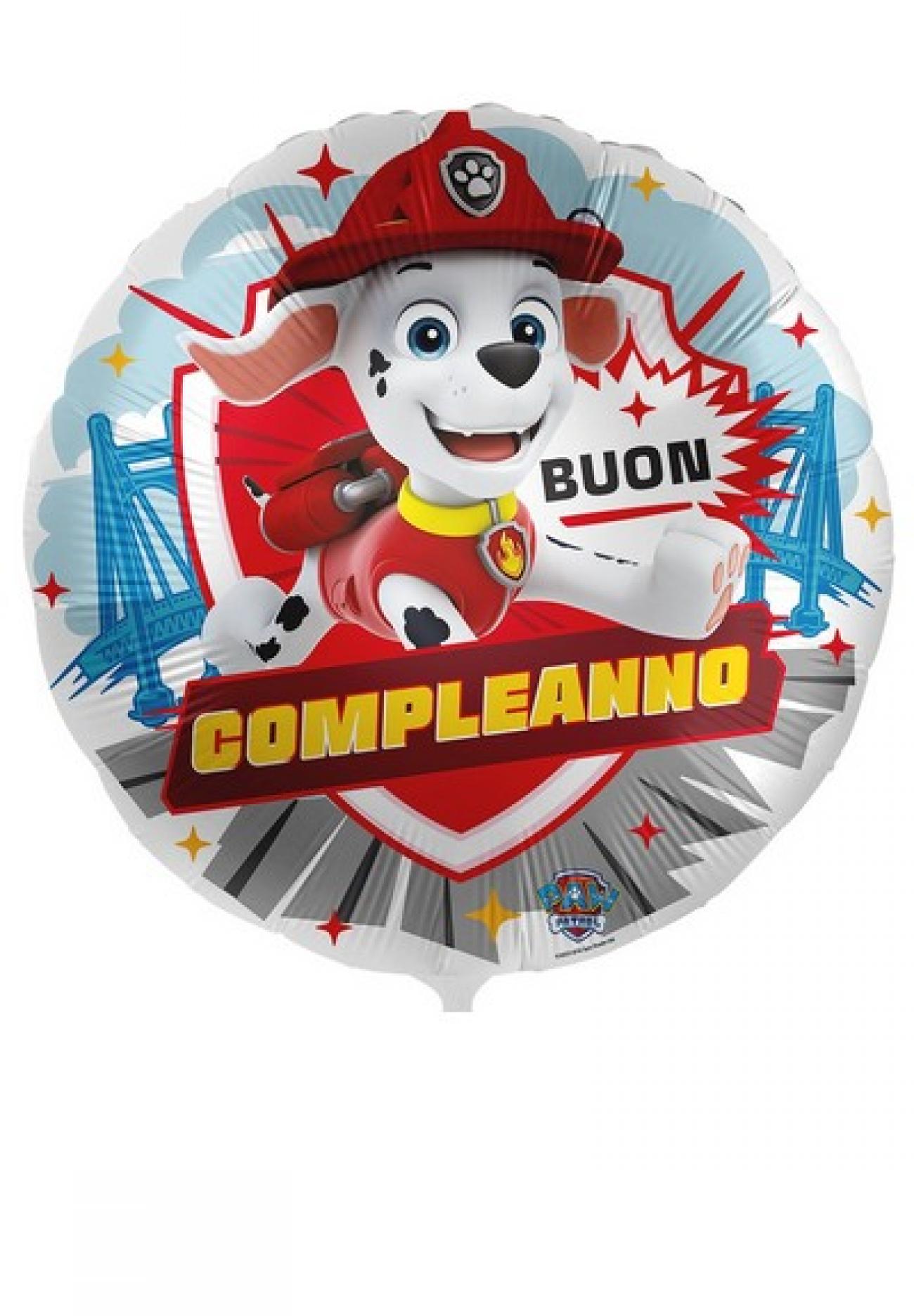 Pallone foil standard 17" - 42 cm Paw Patrol Marshall Buon Compleanno