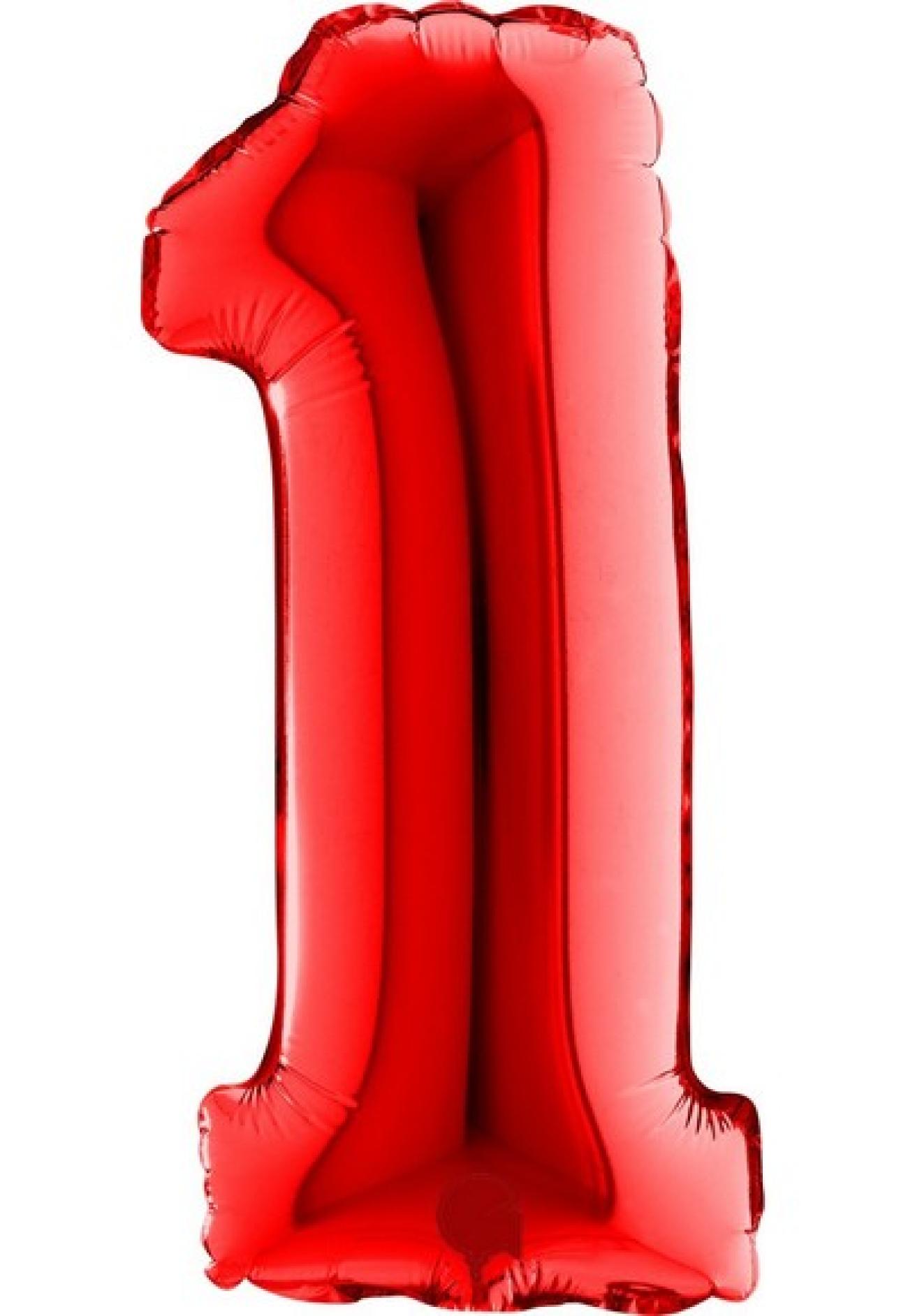 Pallone foil 40" - 102 cm Numero 1 Rosso Q