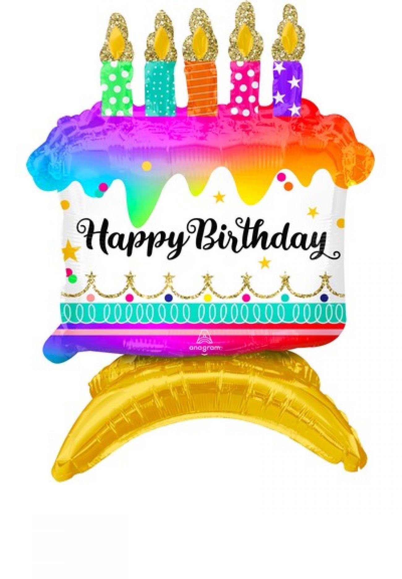 Pallone foil Self Standing 35 x 53 cm Birthday Cake - SI GONFIA AD ARIA