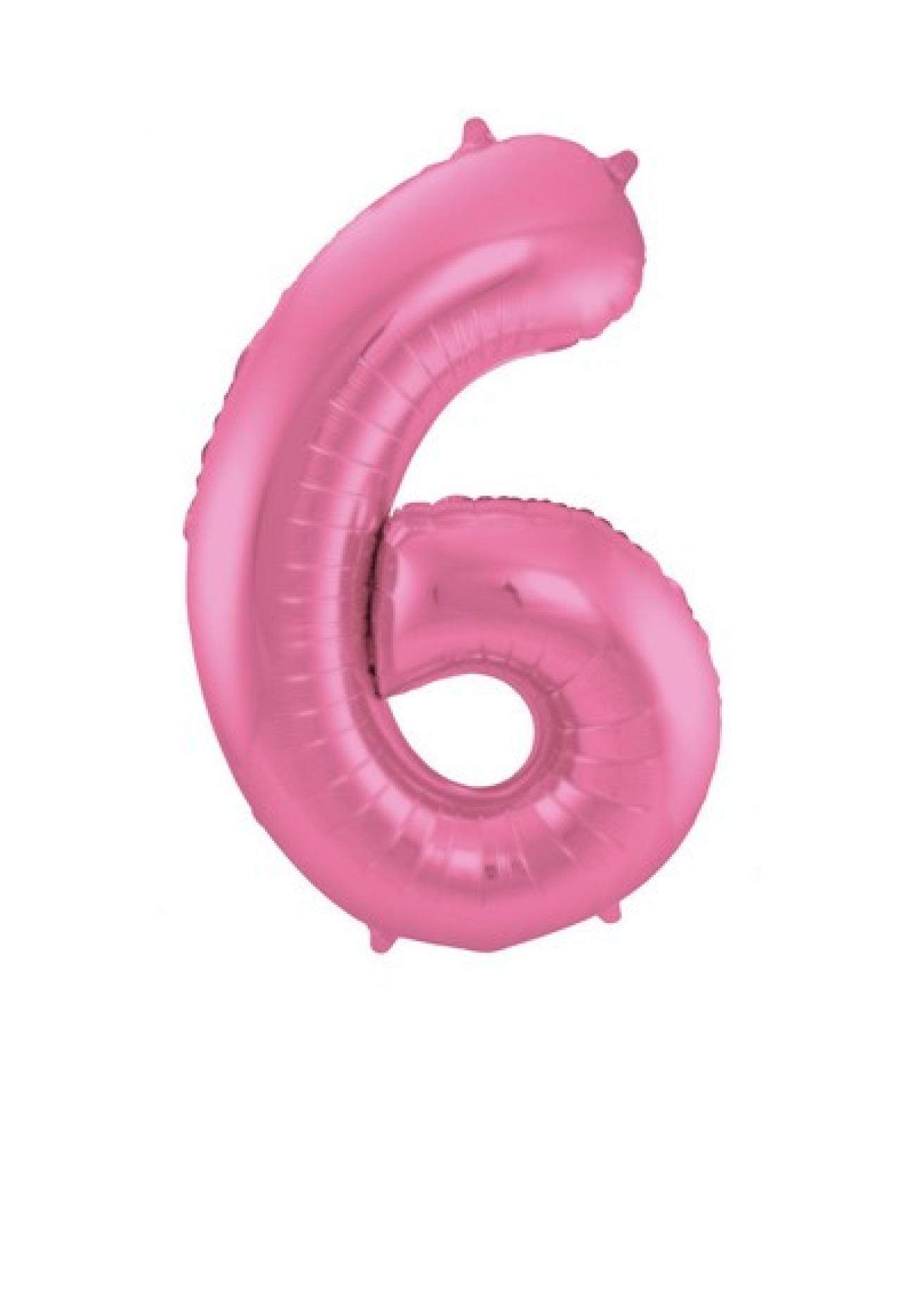 Pallone foil 34" - 86 cm Numero 6 Rosa satinato