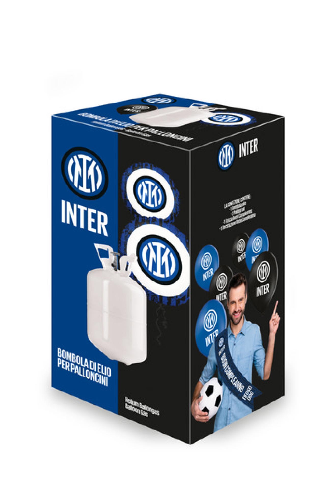 Kit Festa Inter. Cont.Bombola He, 2 pall.foil, 12 latex, 1 deco, 1 fascia Buon C - 7 pezzi