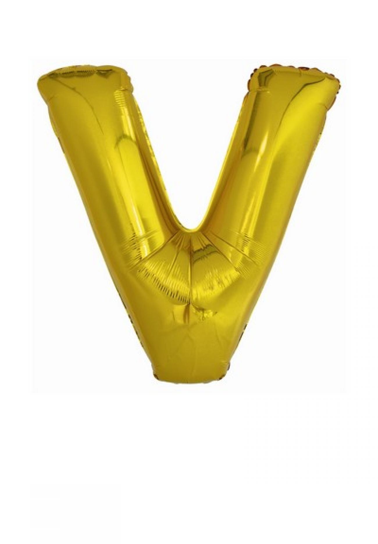 Large Letter V Gold Foil Balloon 86 cm N34 S