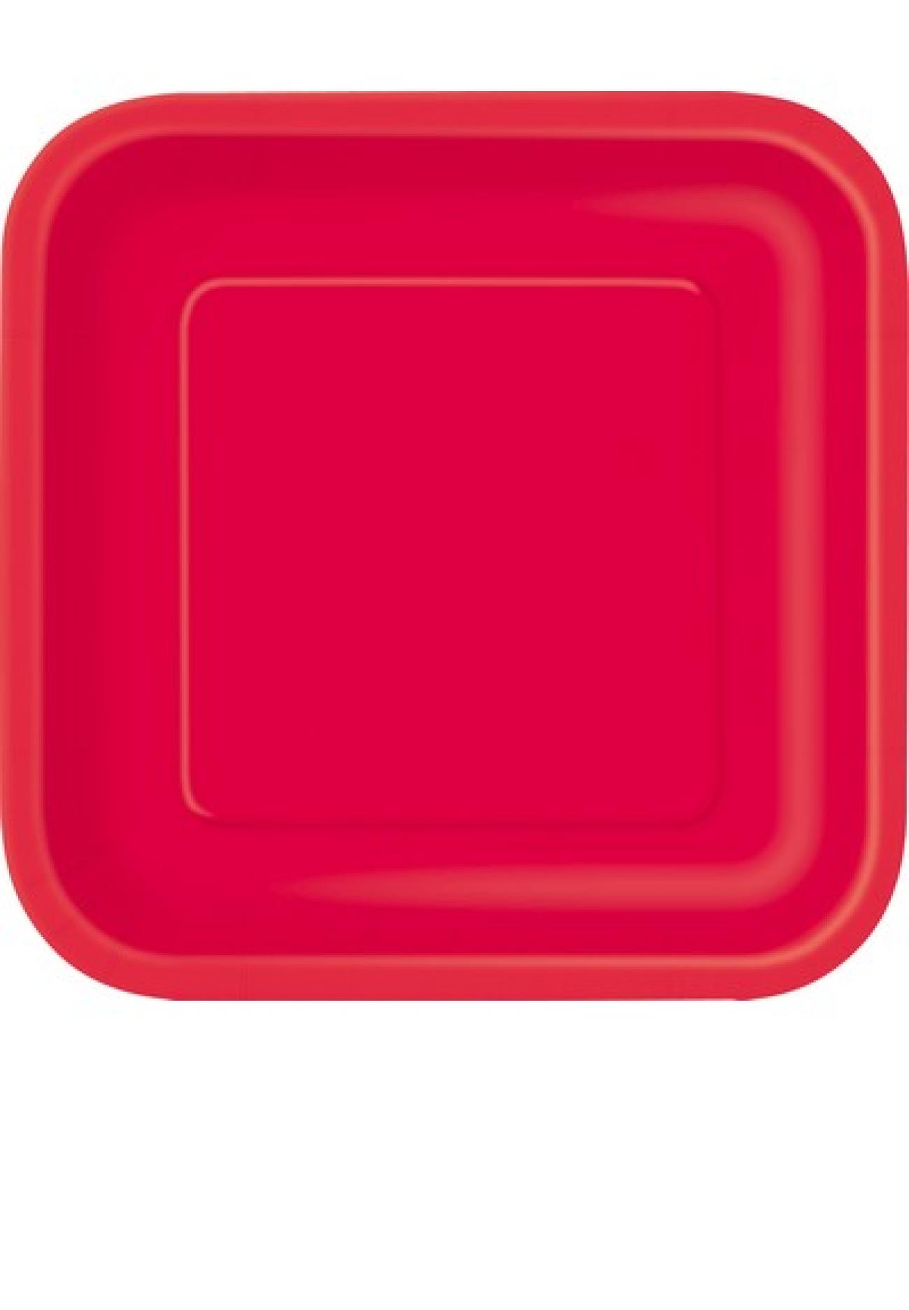 Piatto carta quadrato 23 cm Rosso - 14 pezzi