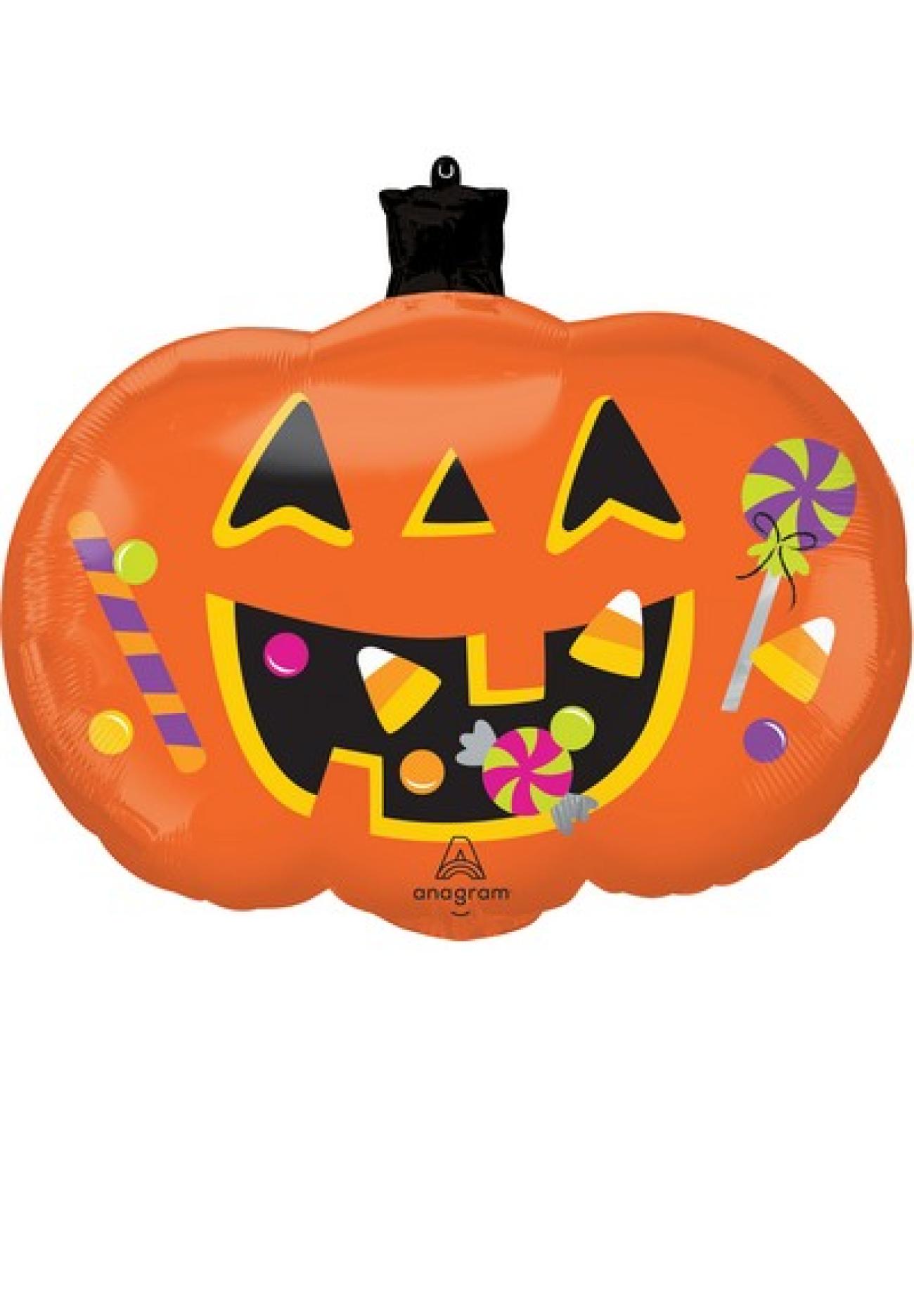 Pallone foil supershape 60 x 58 cm Trick or Treat Pumpkin OCCHIELLO per append.