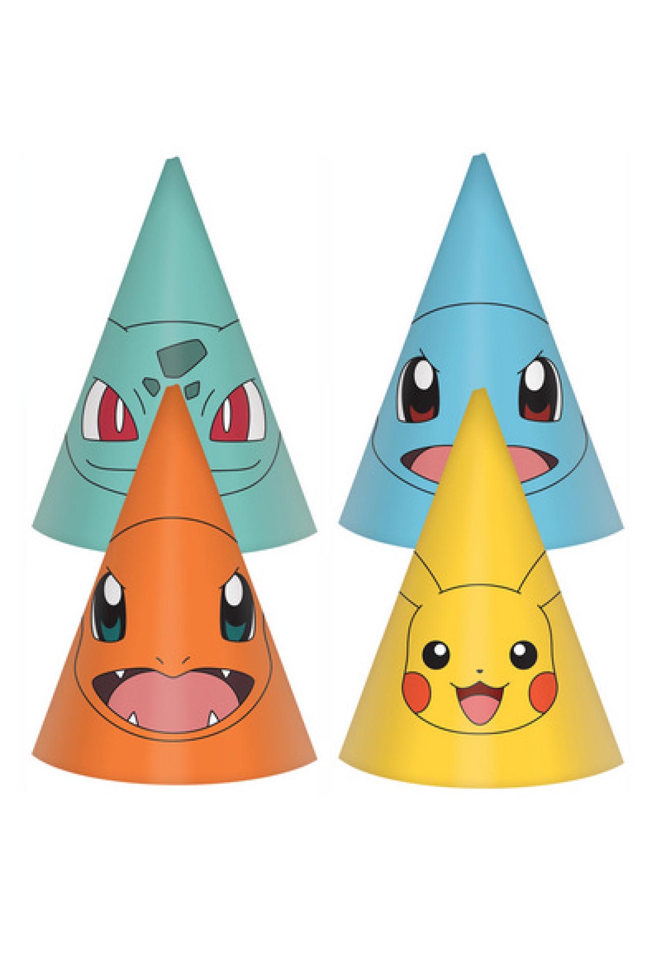 Set cappelli cono H. 16 cm Pokemon - 8 pezzi