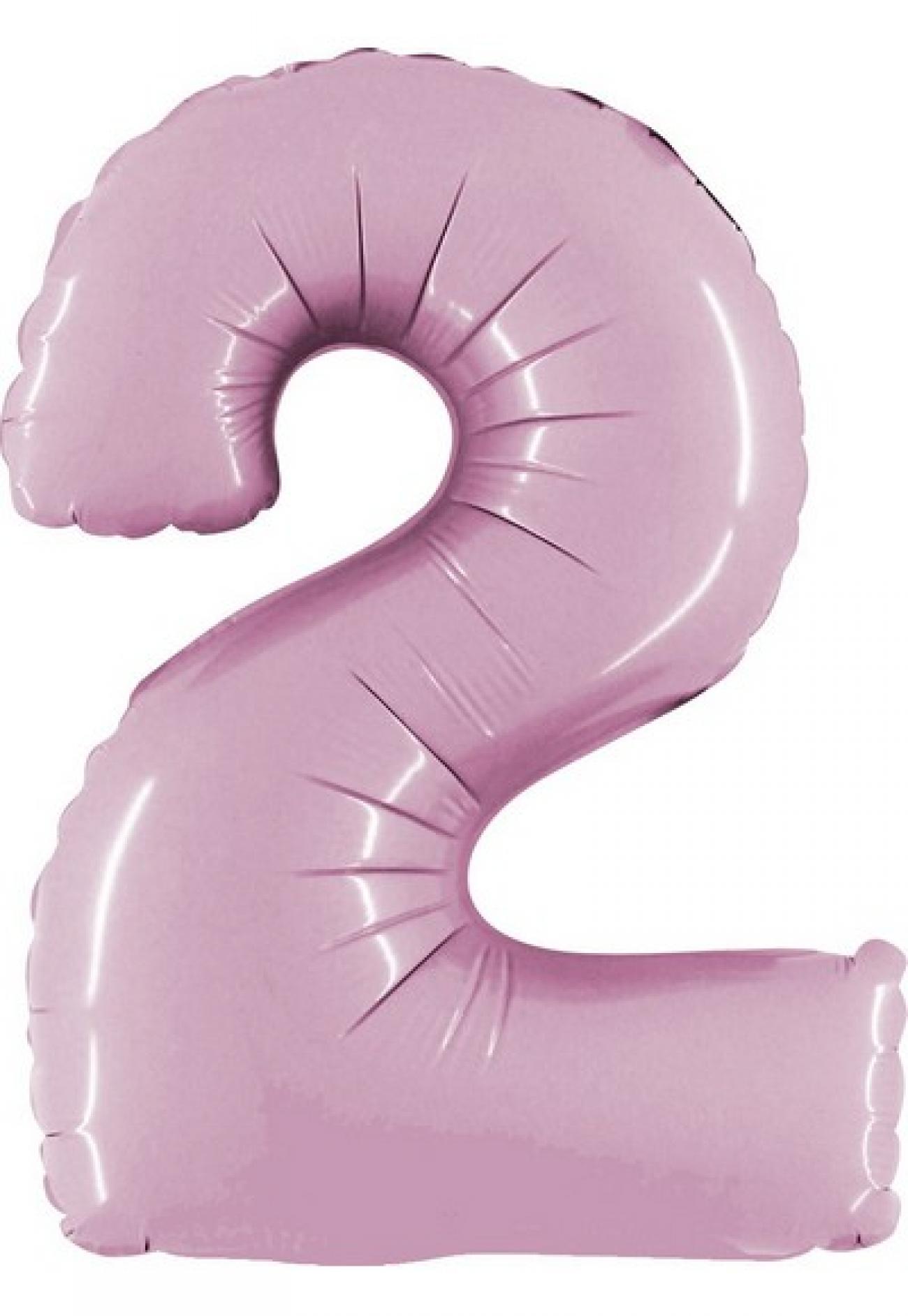 Pallone foil 14" - 36 cm Numero 2 Rosa Q