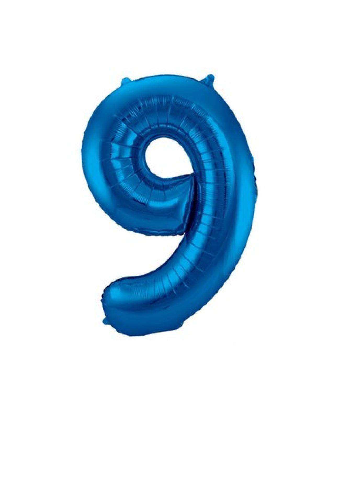 Pallone foil 34" - 86 cm Numero 9 Blu